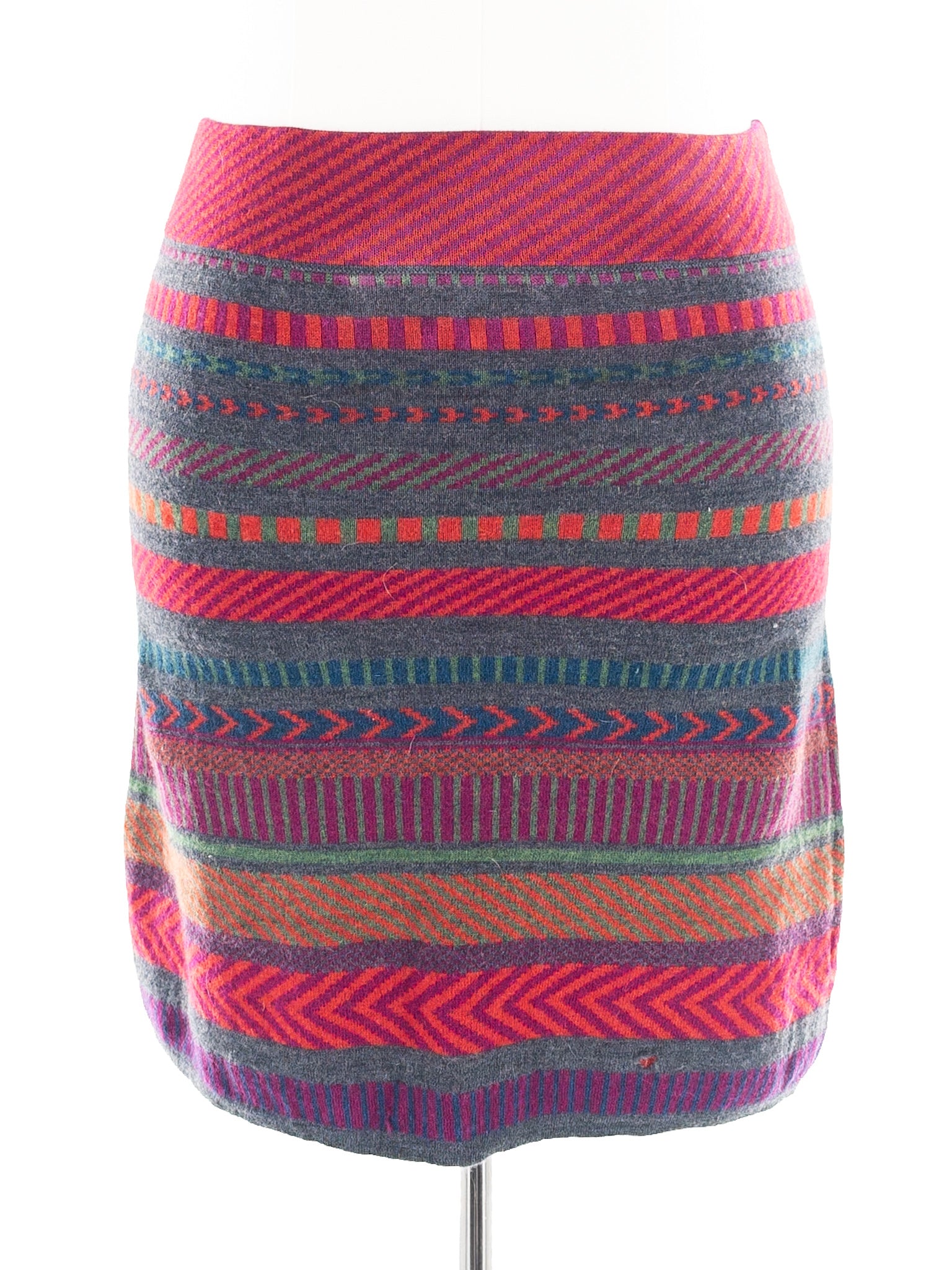 Krimson Klover Fuschia Stripe Wool Stretch Size L Skirt