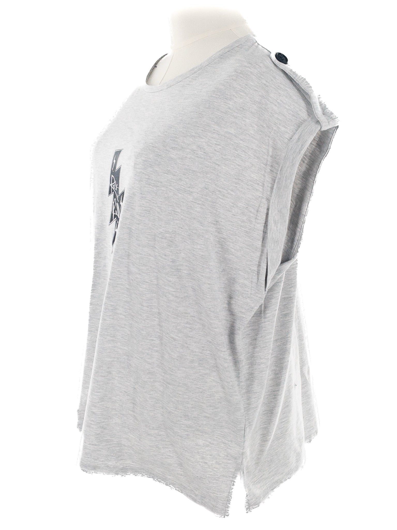 Saint + Sofia Light Gray Print Cotton Blend Cap Sleeve Size 18 T Shirt