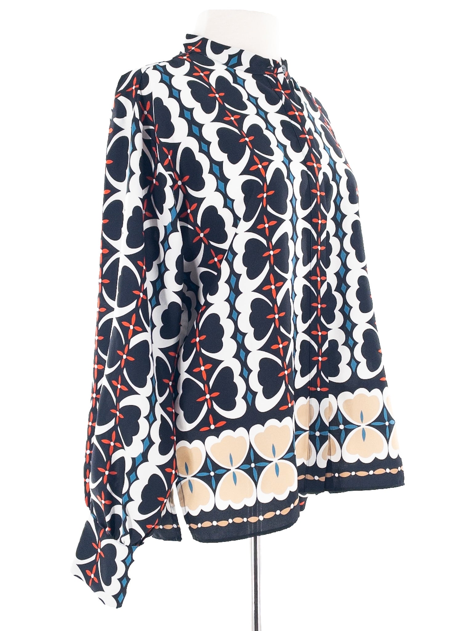 Ann Taylor Navy Maroon Print Polyester Size M Skirt Suit