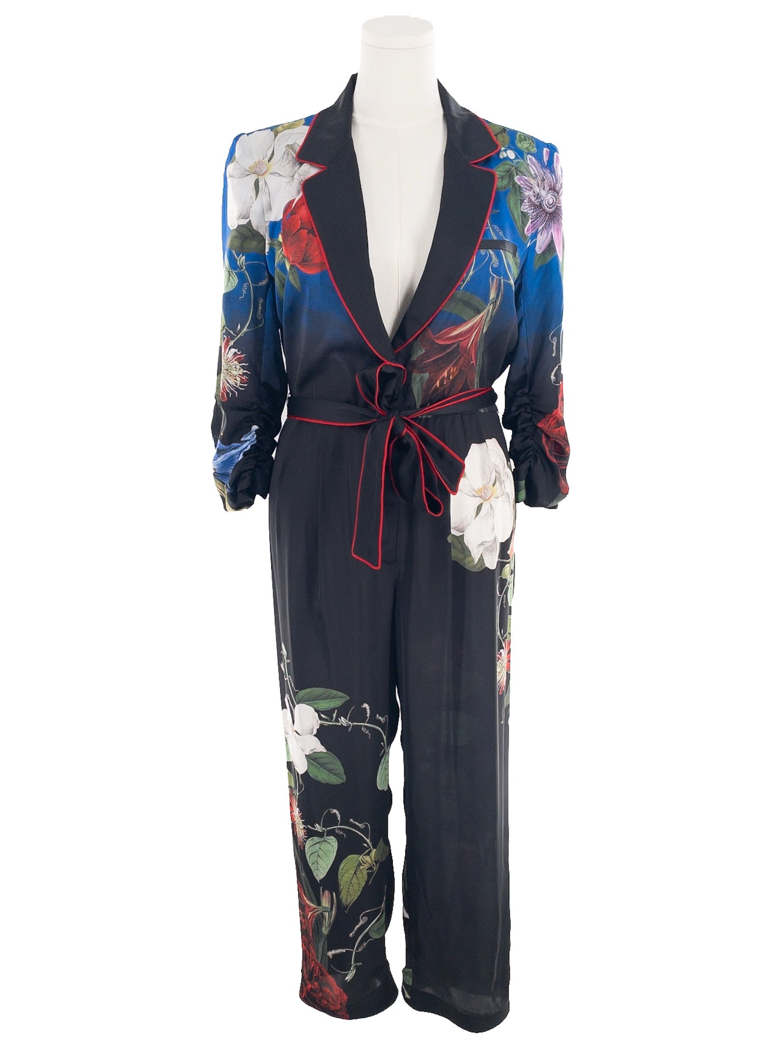 Alice +  Olivia Black Multi Floral Polyester Straight Size 10 Jumpsuits