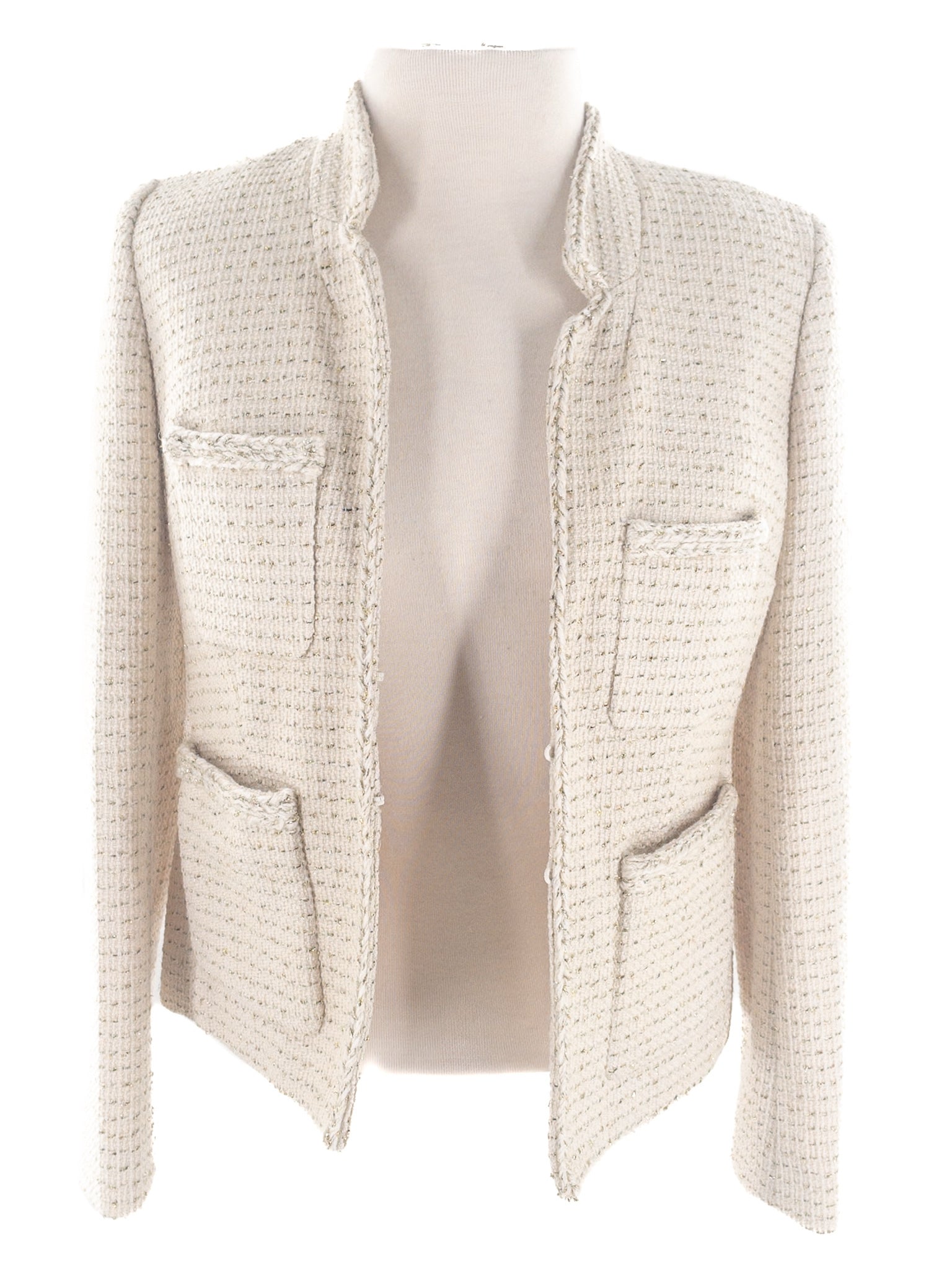 J Crew Ivory Metallic Wool Blend Size 0 Blazer