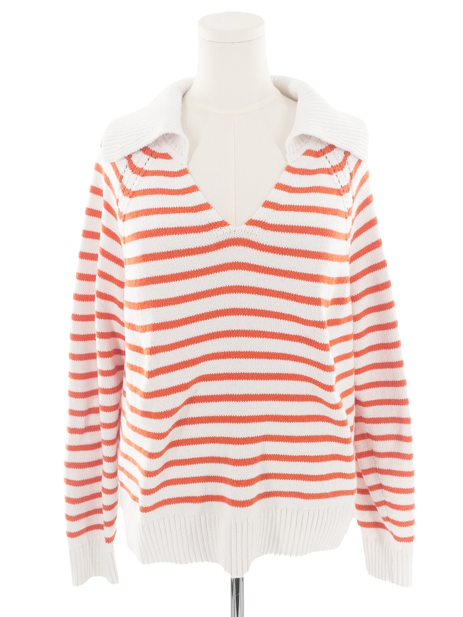 Talbots White Orange Stripe Cotton Blend Size XL Sweaters
