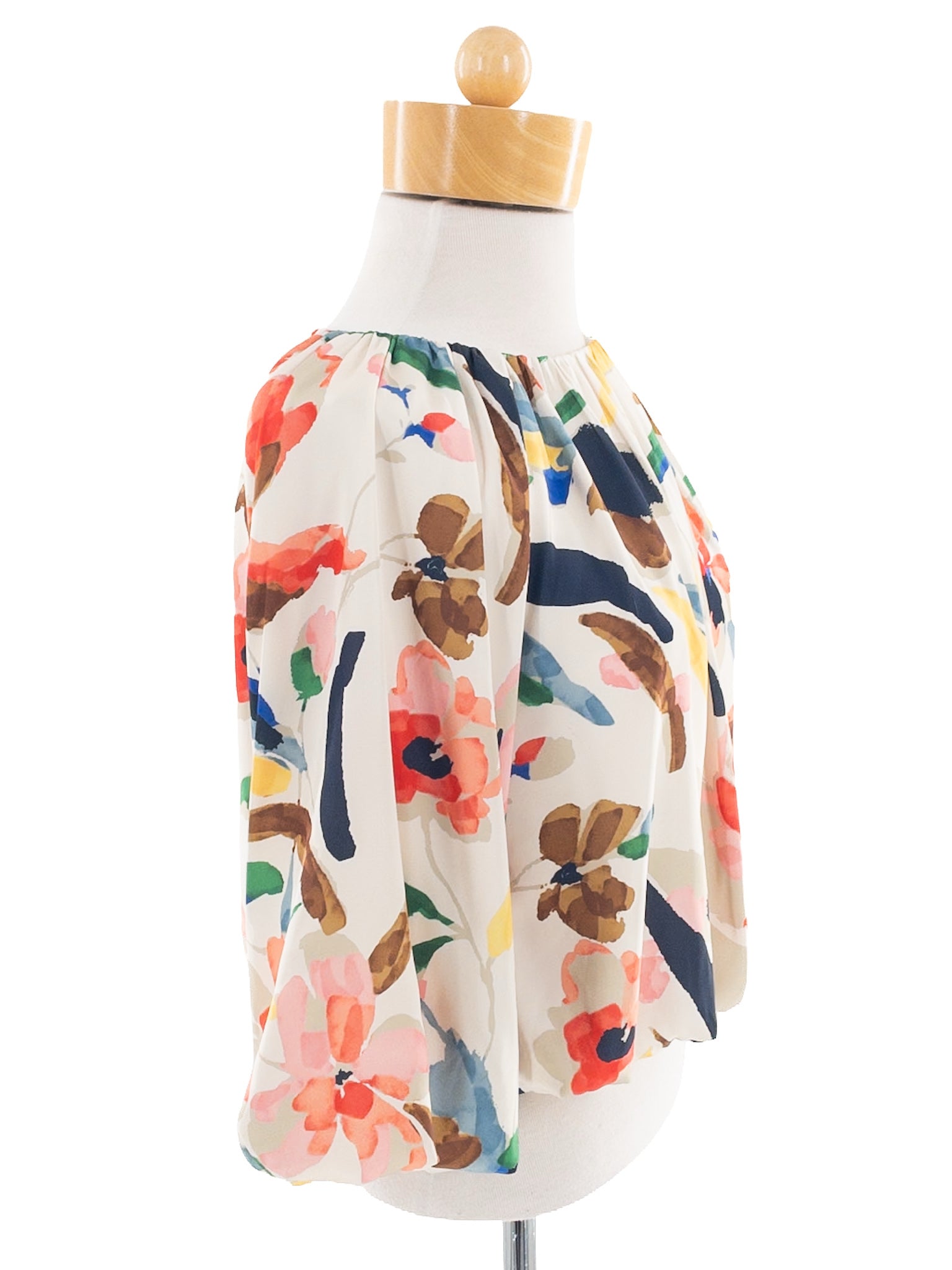 THML Cream Multi Floral Polyester Blend 3/4 Sleeve Size XS Blouse