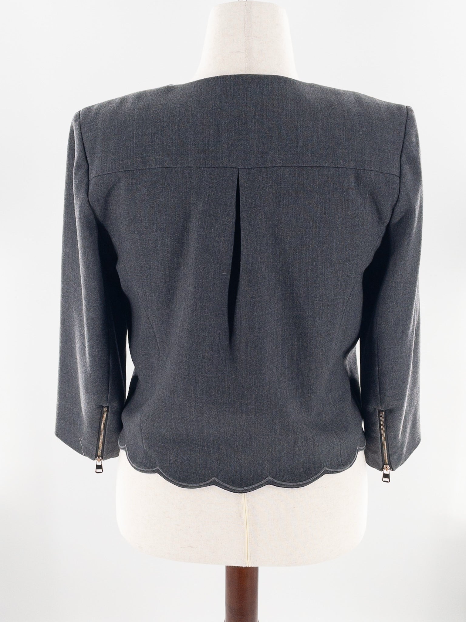 ava Gray Zip Polyester Blend Size L Blazer