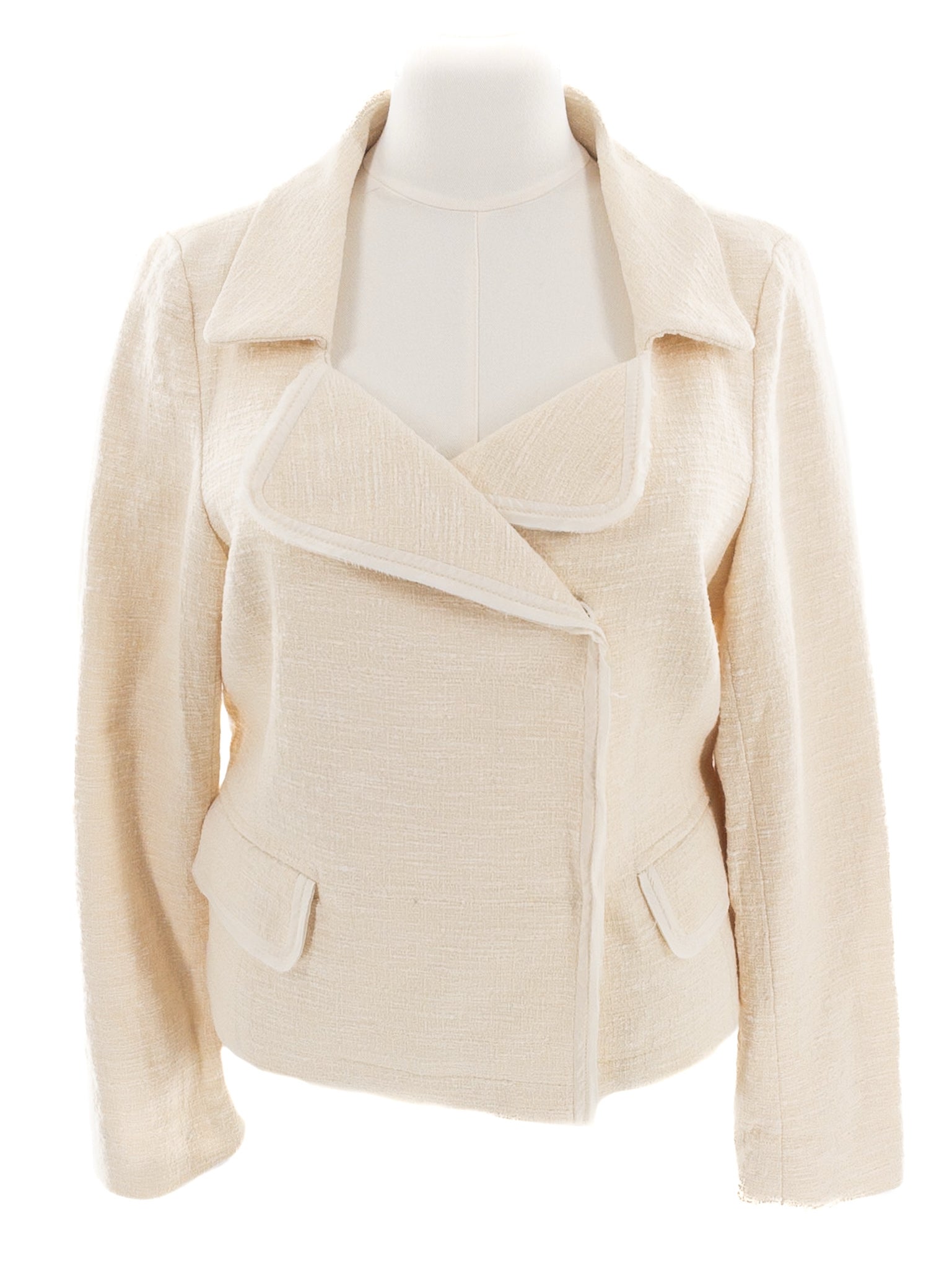 Banana Republic Ivory Boucle Cotton Blend Size 12 Blazer