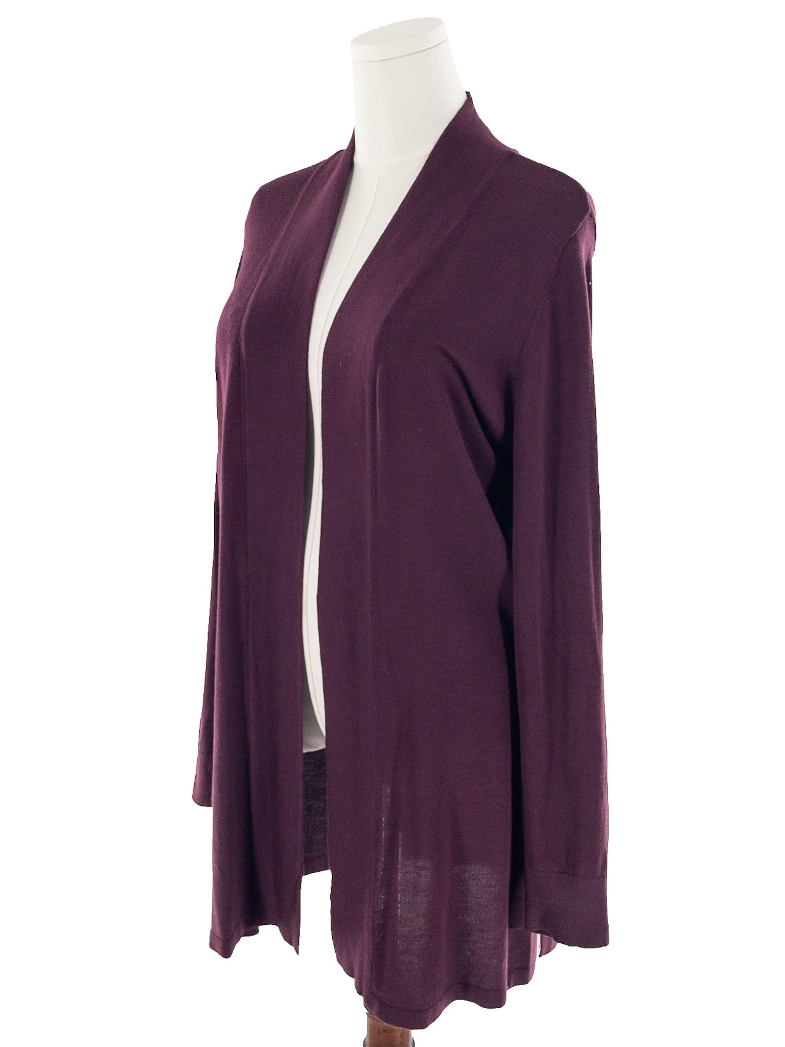 Chicos Burgundy Open Front Acrylic Blend Size XL Cardigan