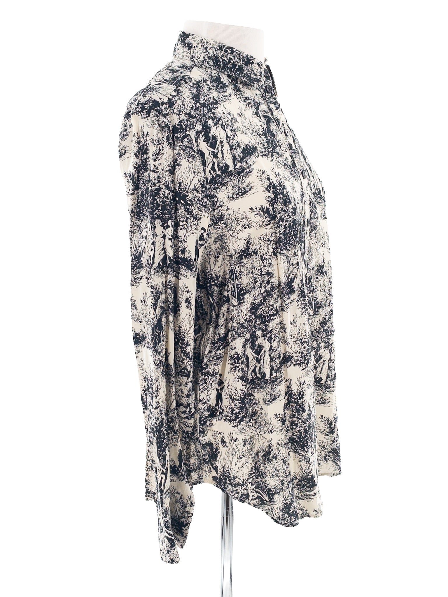 J Crew Black Cream Print Viscose Button Down Size M Blouse