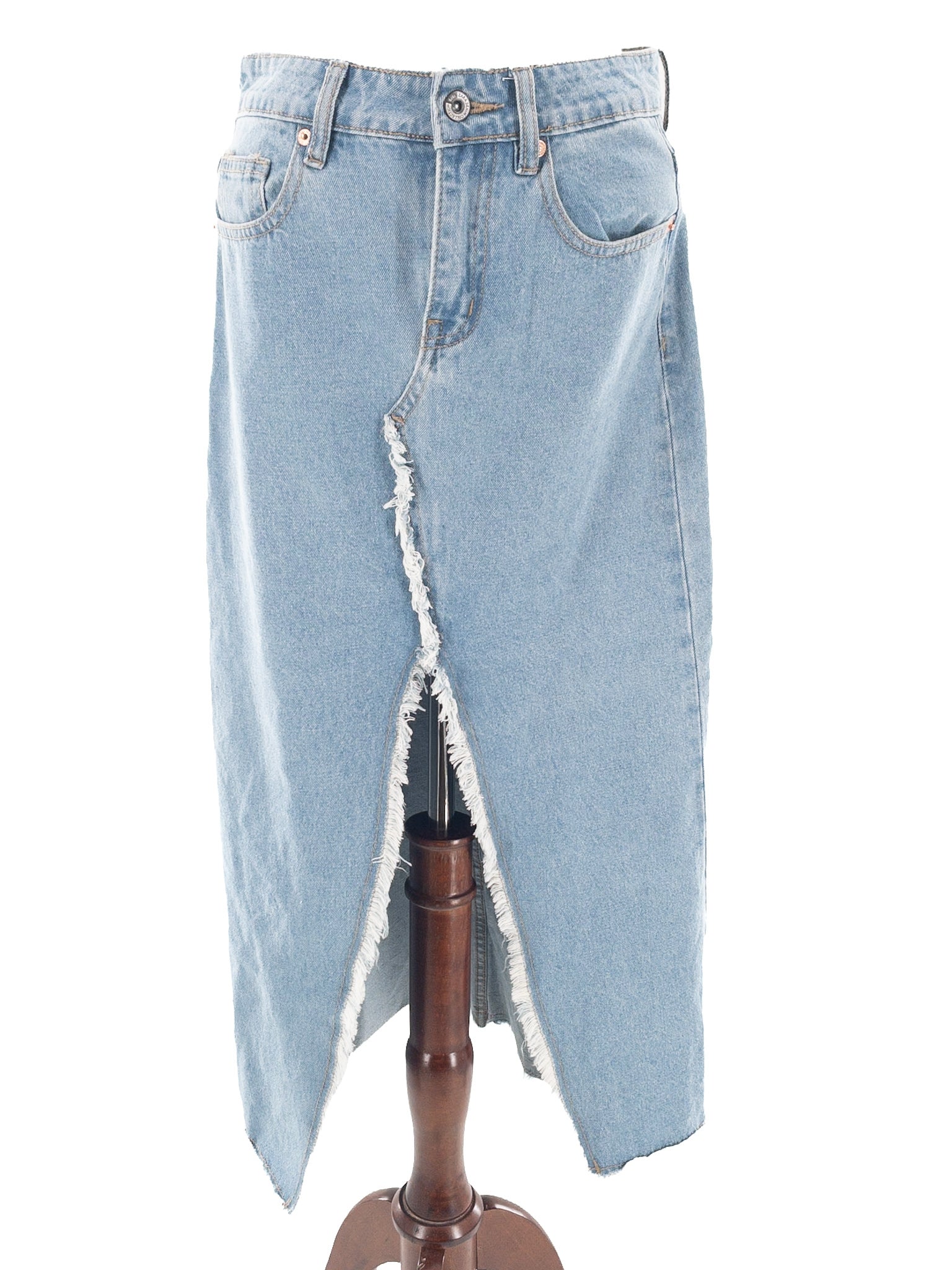 Zara Light Blue Distressed Denim Size 00 Skirt