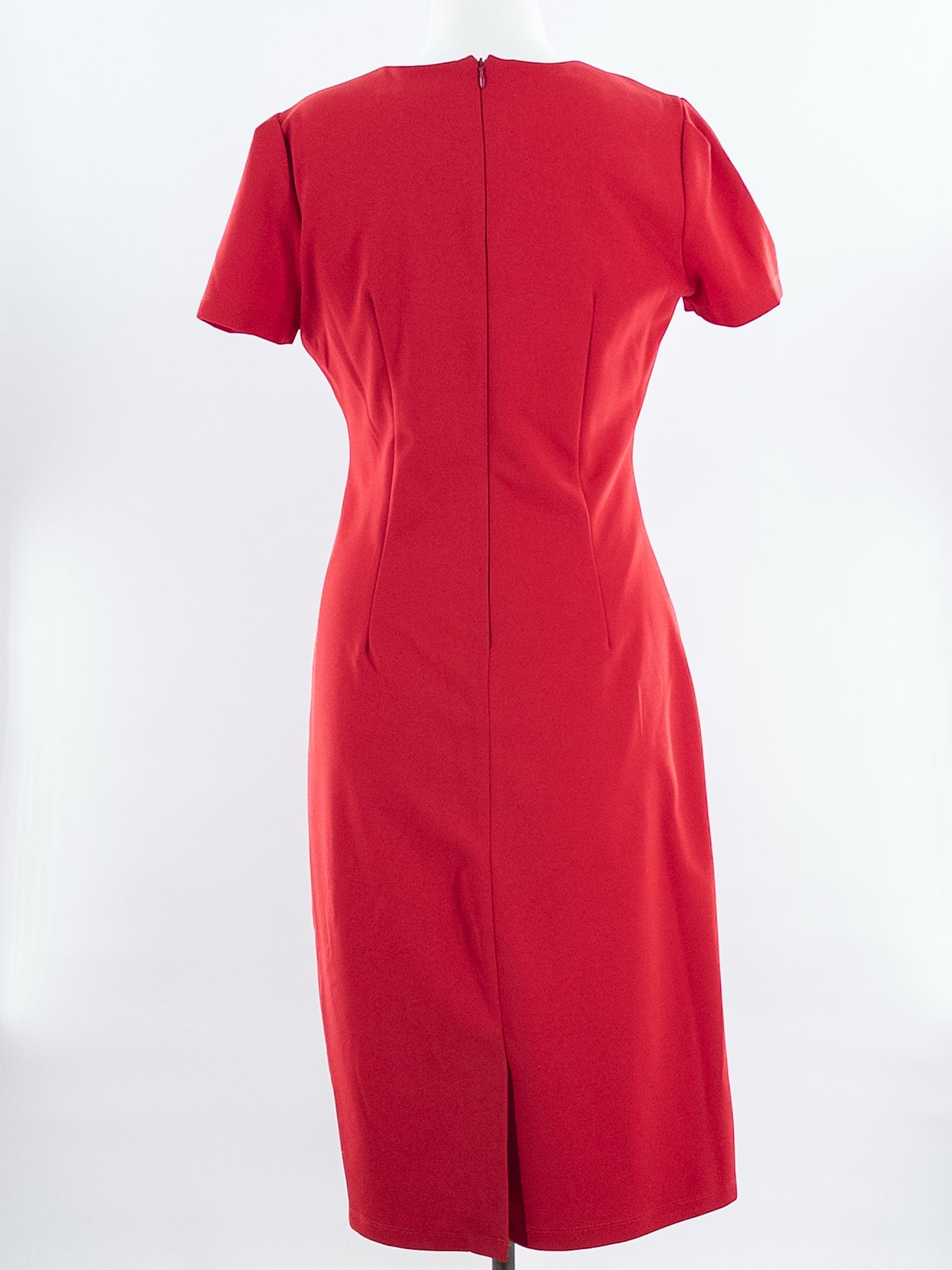 Maggy London Red Ruched Polyester Blend V Neck Size 10 Dress