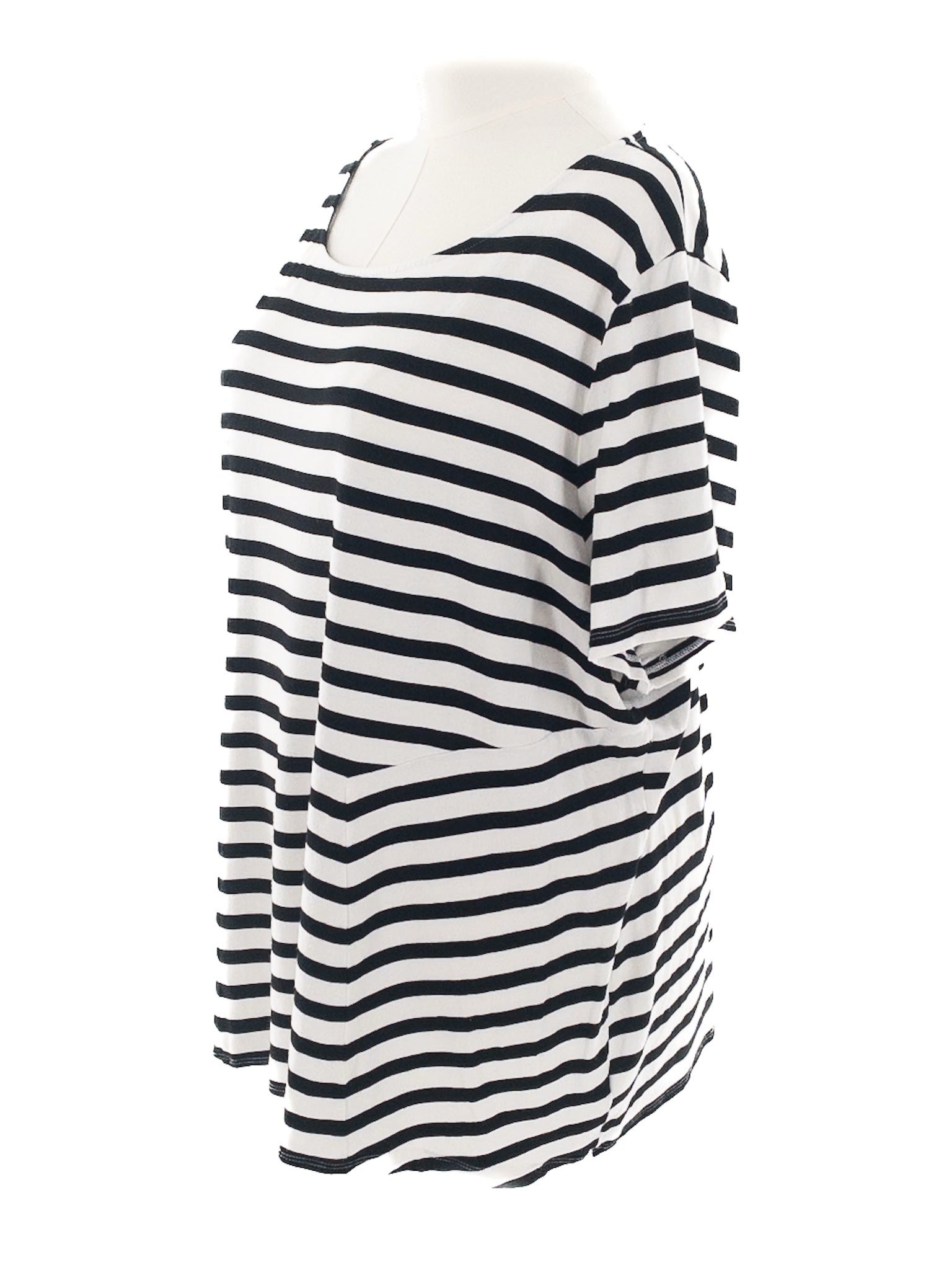 Talbots White Black Stripe Cotton Blend Short Sleeve Size 3X T Shirt