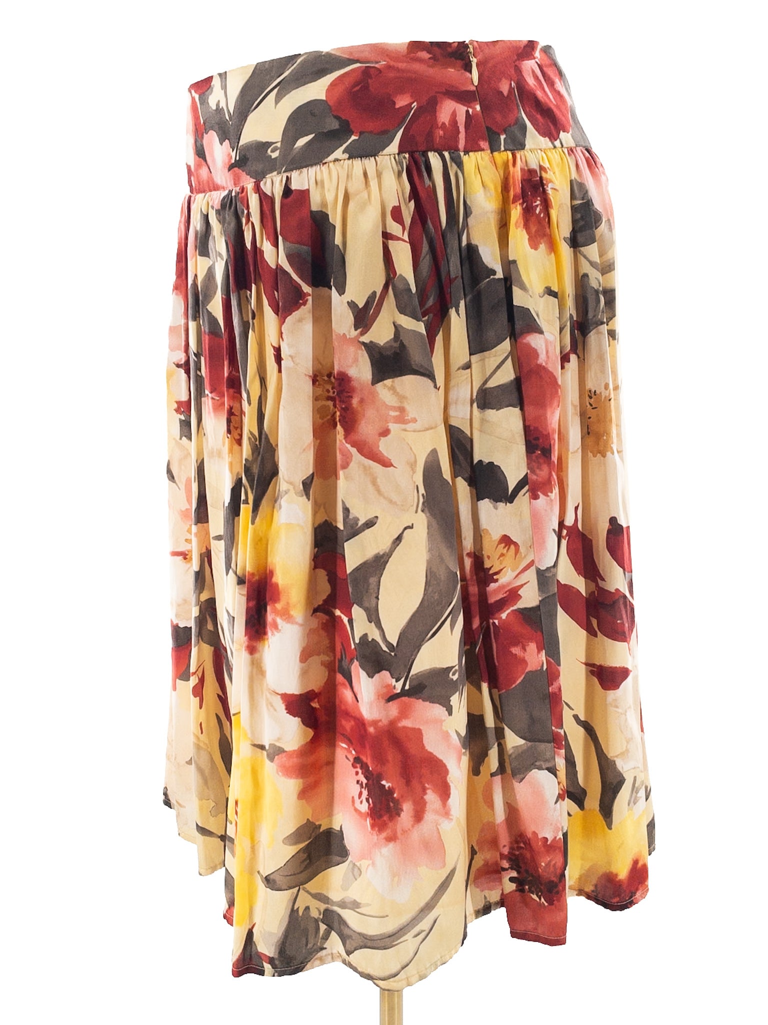Asara Yellow Multi Floral Silk Blend Size 14 Skirt