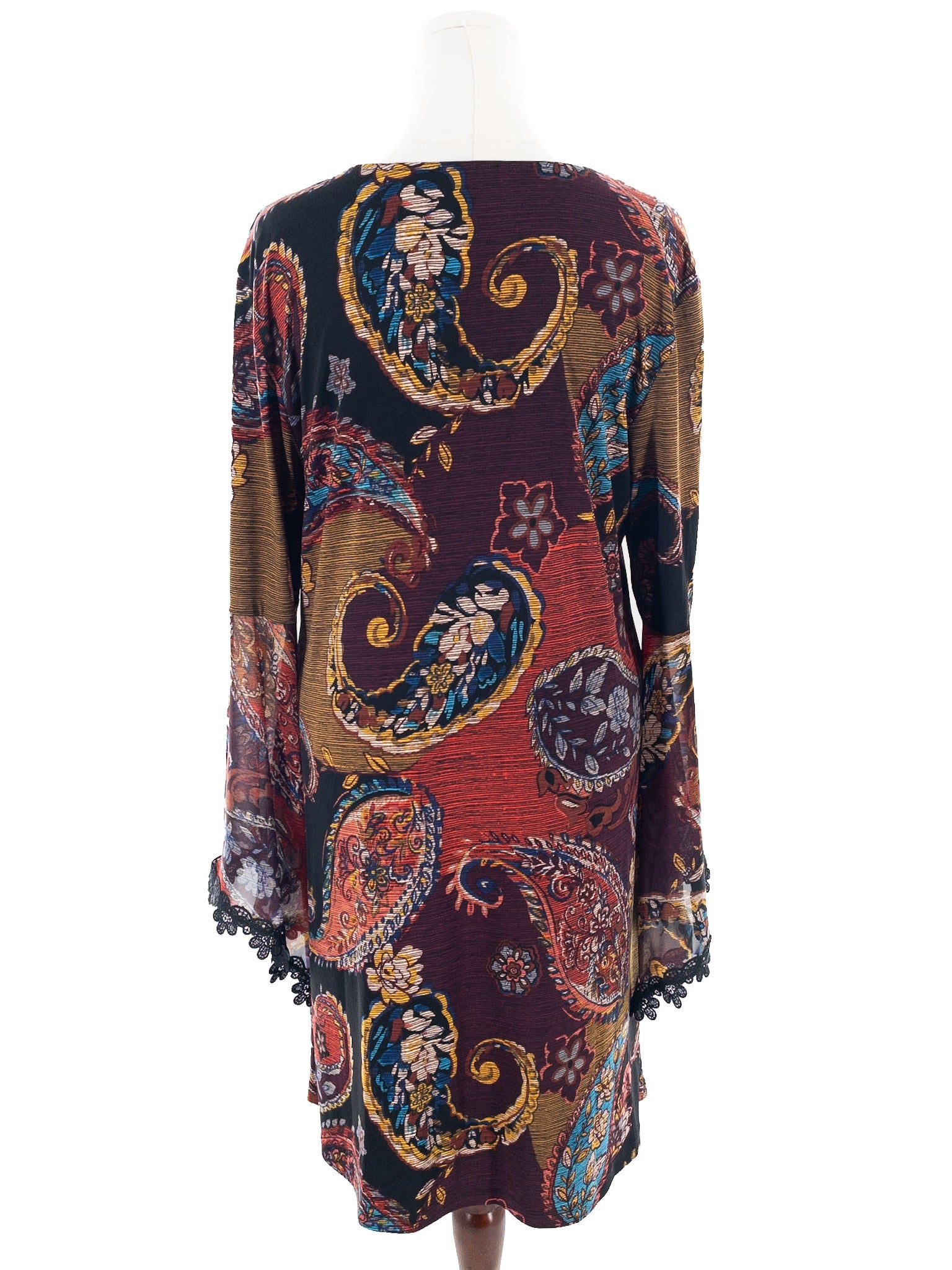 MSK Multi-Color Paisley Polyester Blend Bell Sleeve Size XL Dress