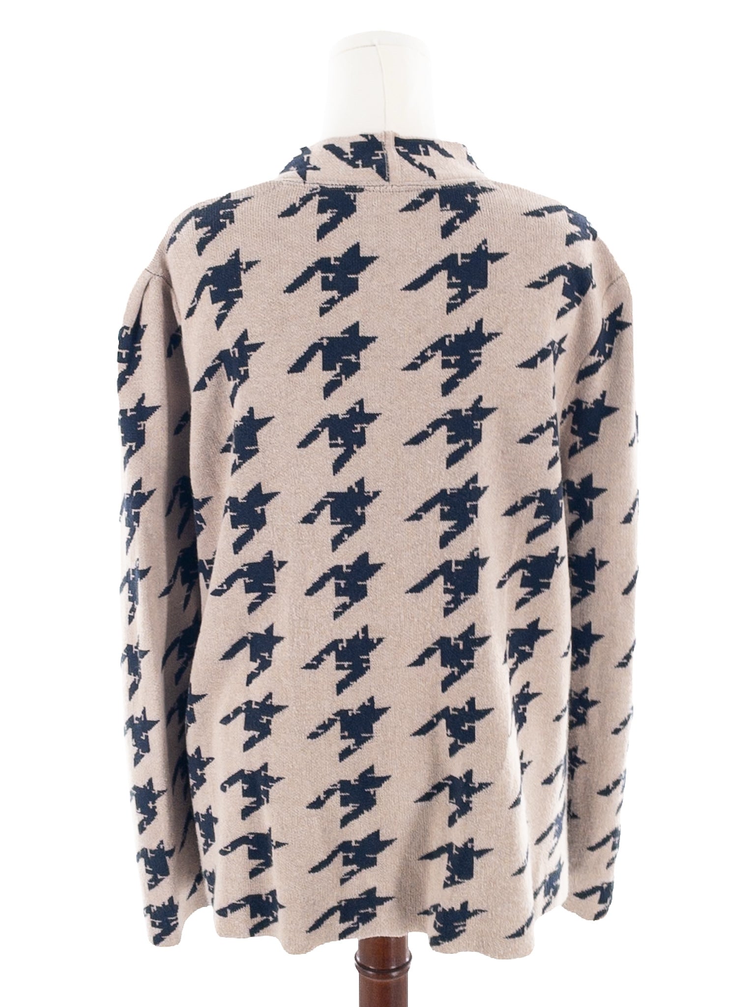 Nic & Zoe Tan Navy Print Cotton Blend Size XXL Cardigan
