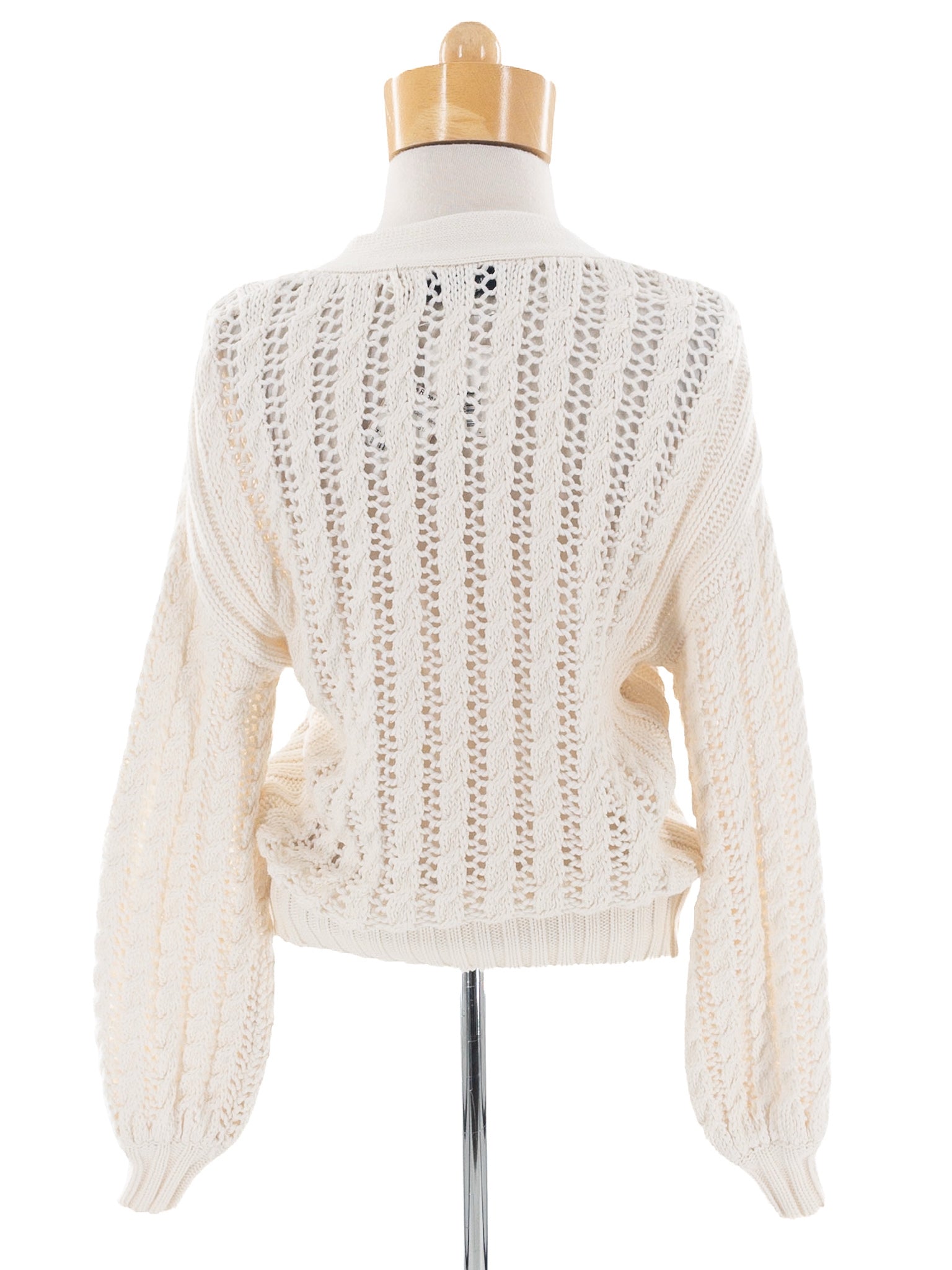 John + Jenn Cream Cable Cotton Size XS Cardigan