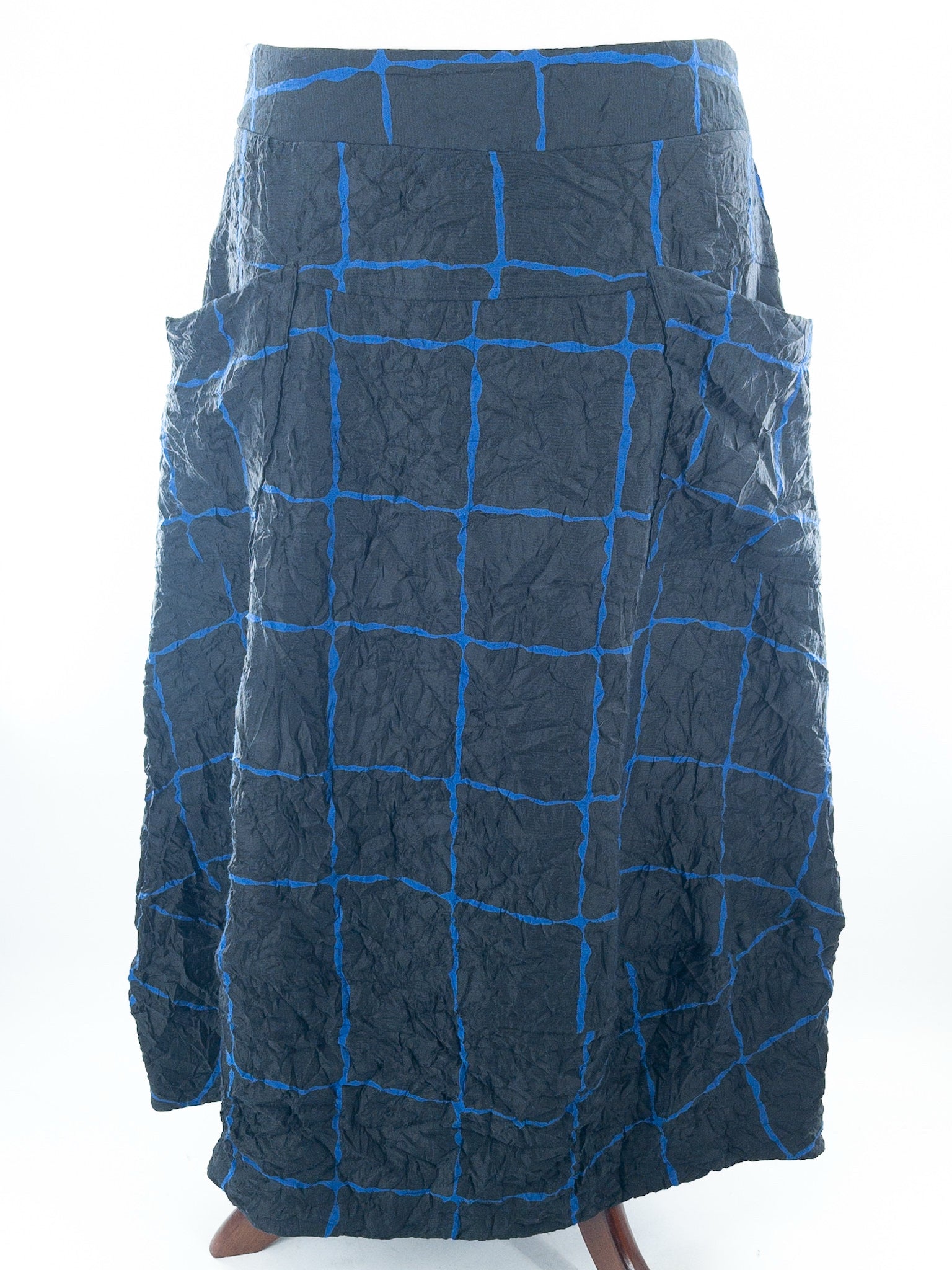 Moonlight Black Blue Windowpane Polyester Size XXL Skirt