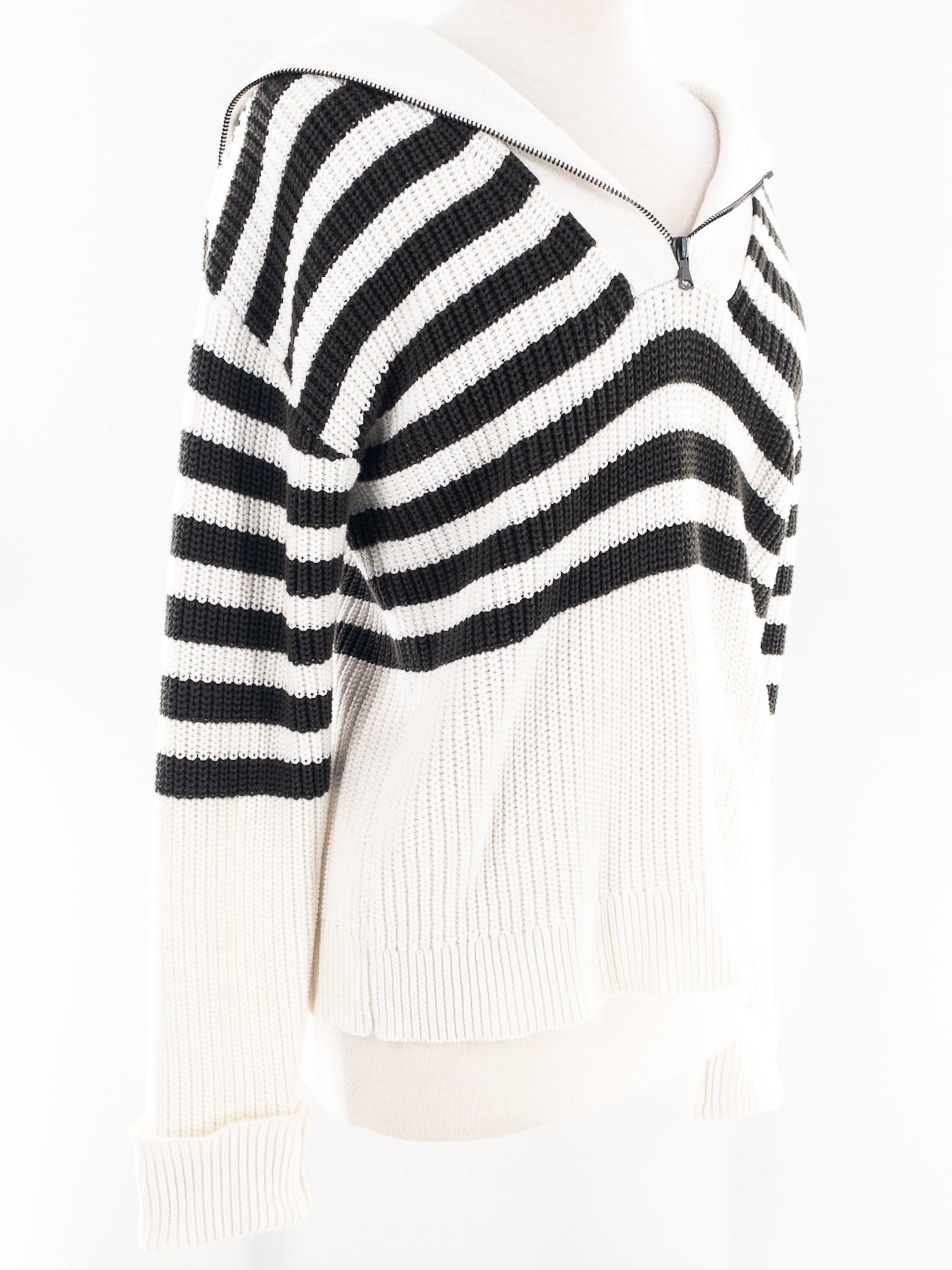 Kut White Olive Stripe Cotton Size M Sweaters