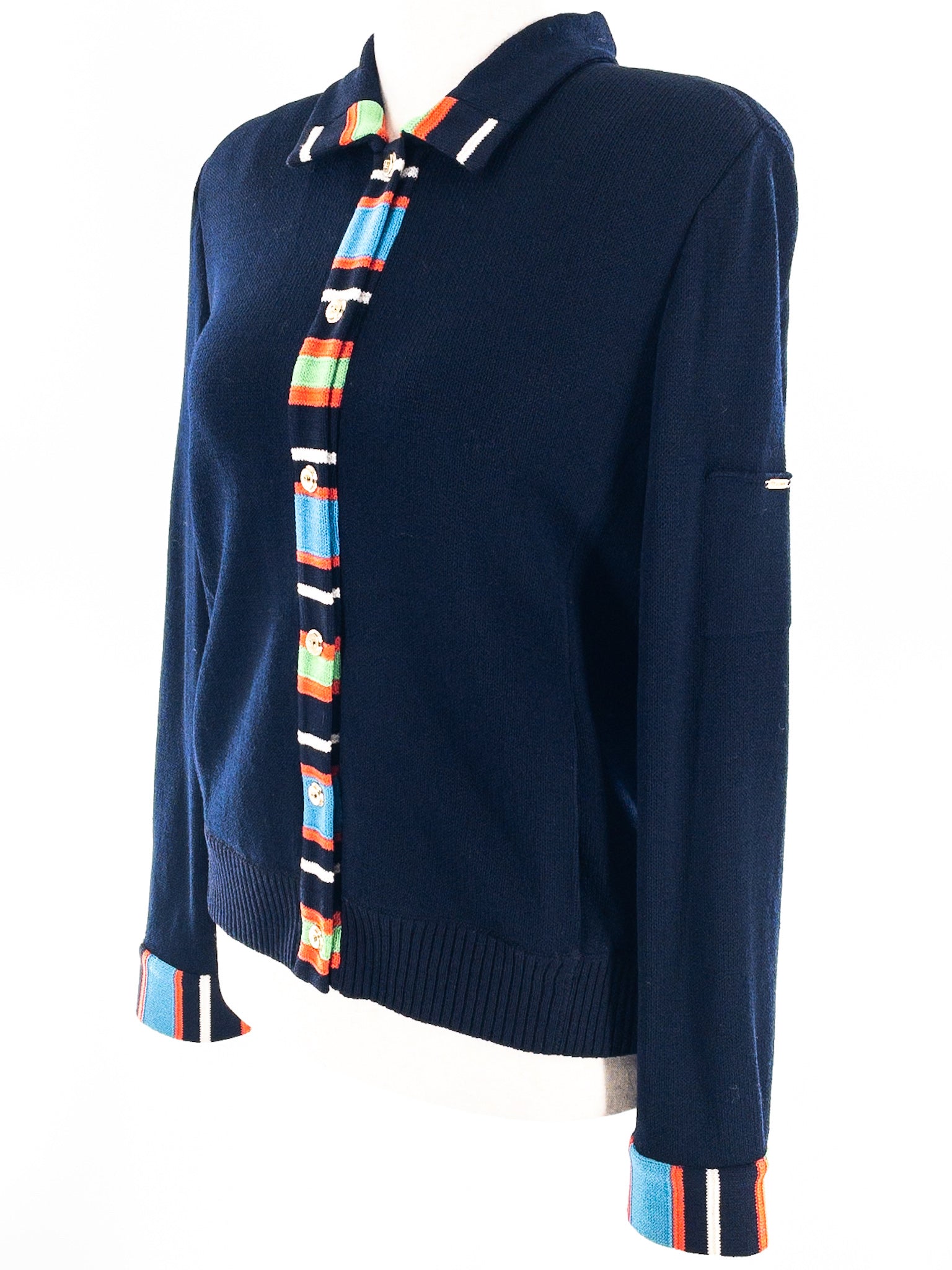 St. John Navy Multi Knit Size M Cardigan