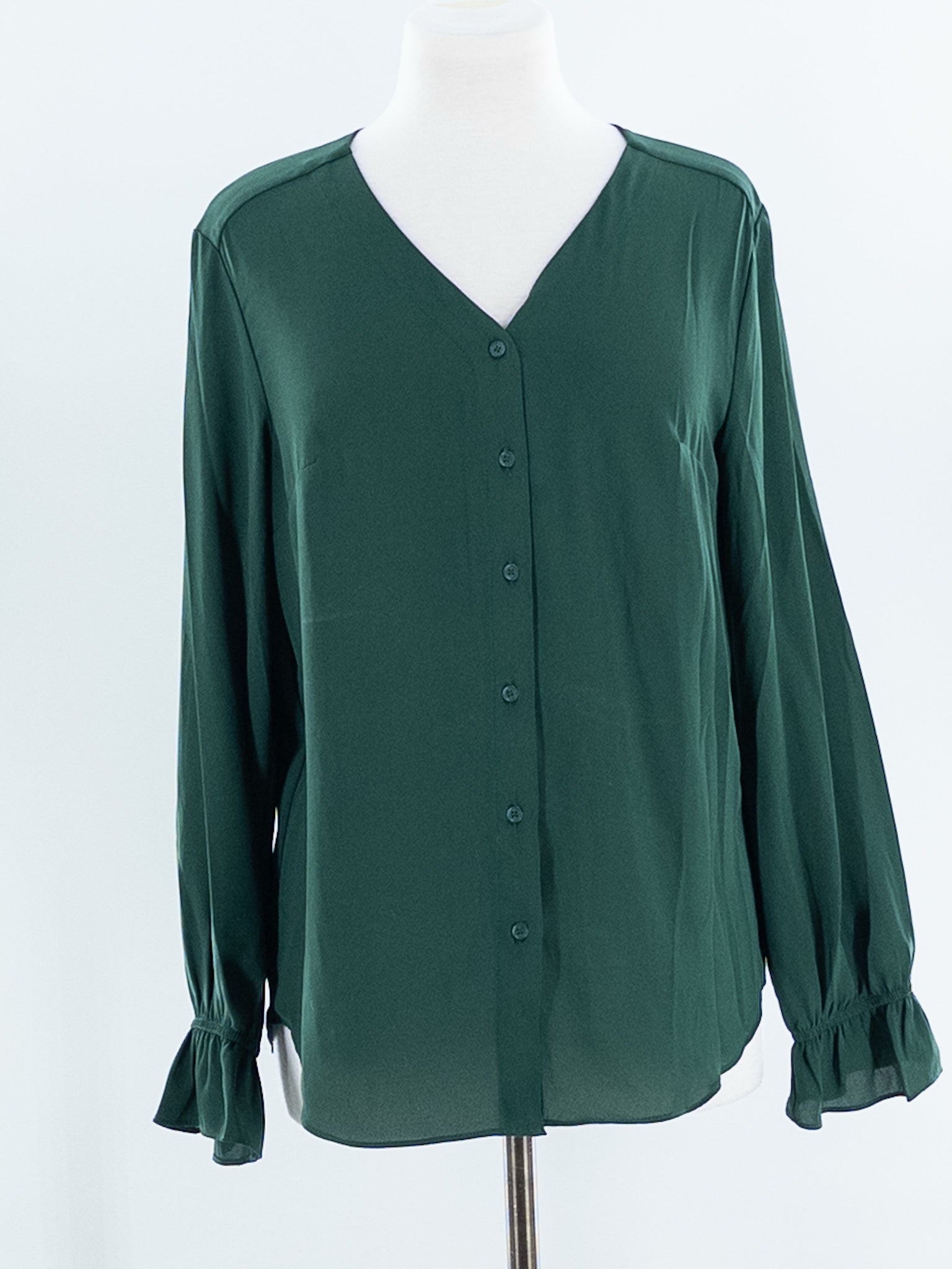 Tahari Green Polyester Long Sleeve Size M Blouse