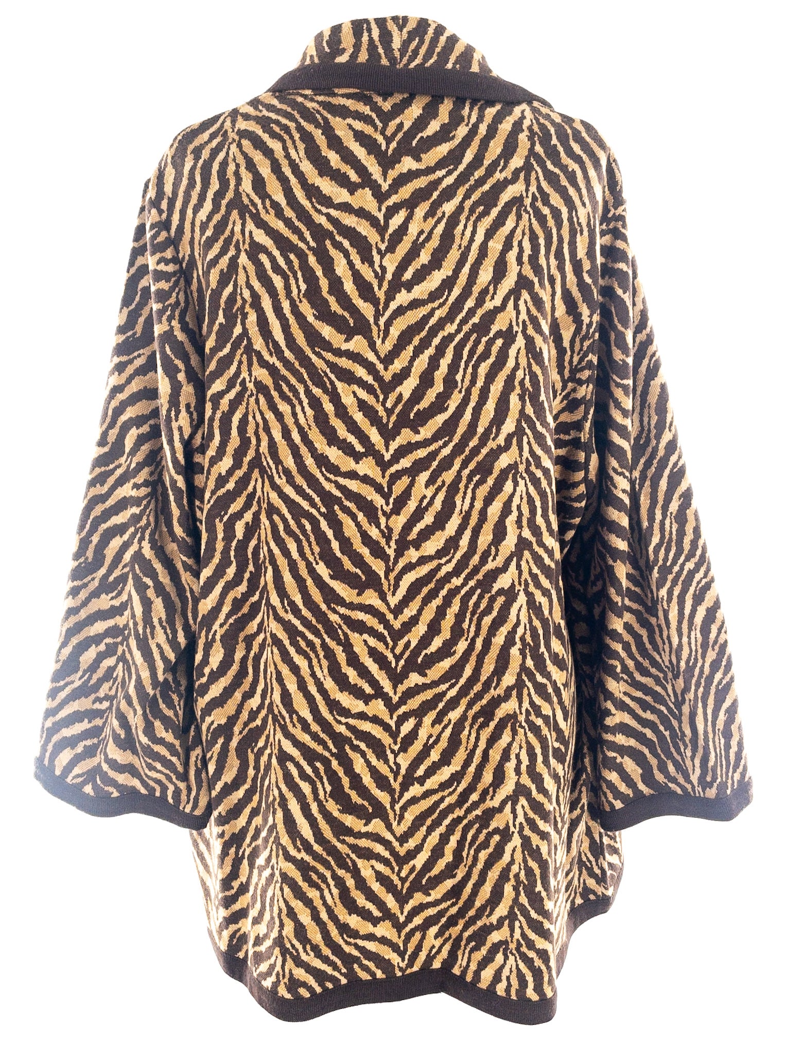 Nina Leonard Tan Brown Animal Print Acrylic Size 1X Cardigan