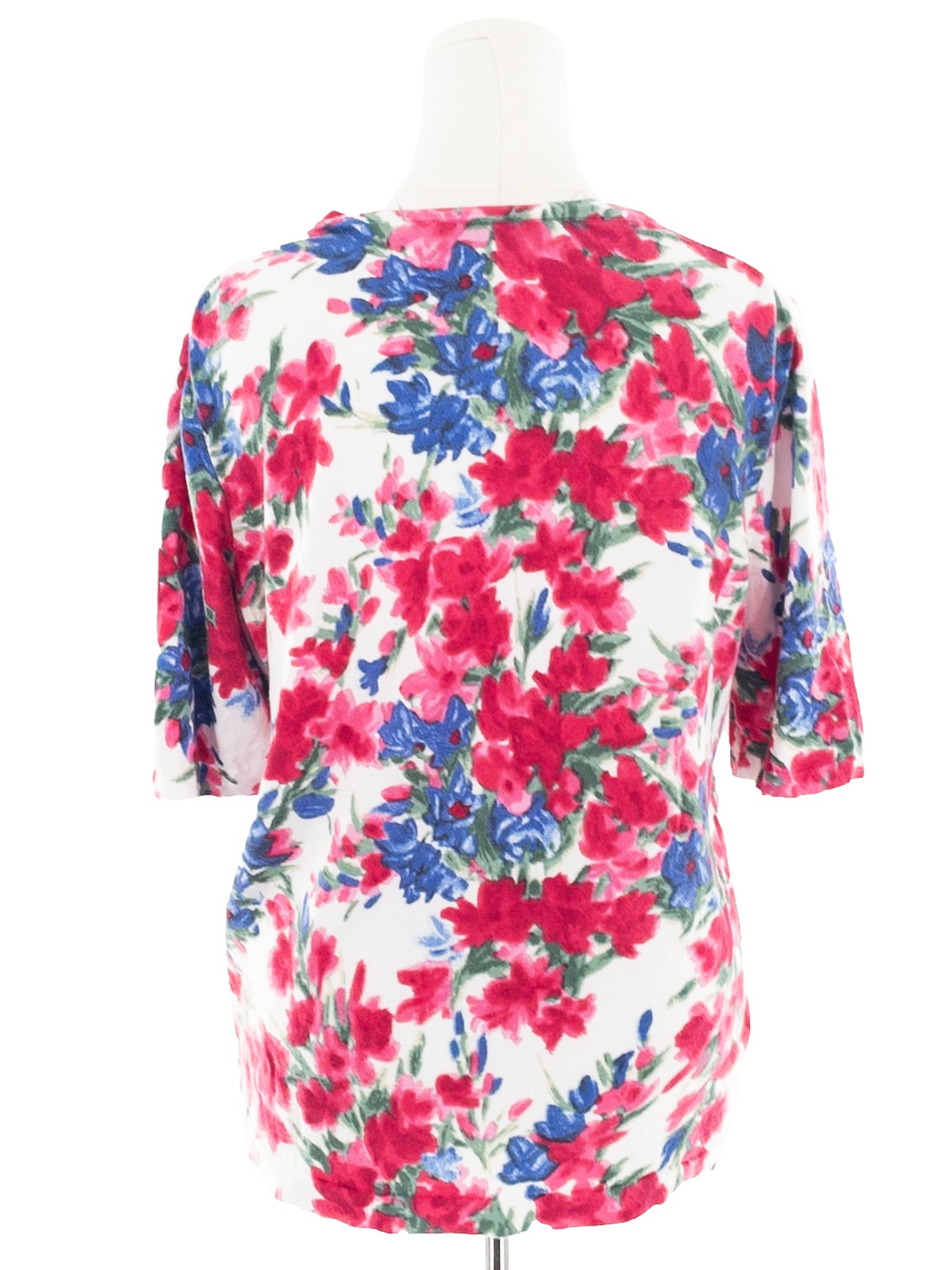 Talbots Blue Pink Floral Cotton Blend Size XL Cardigan