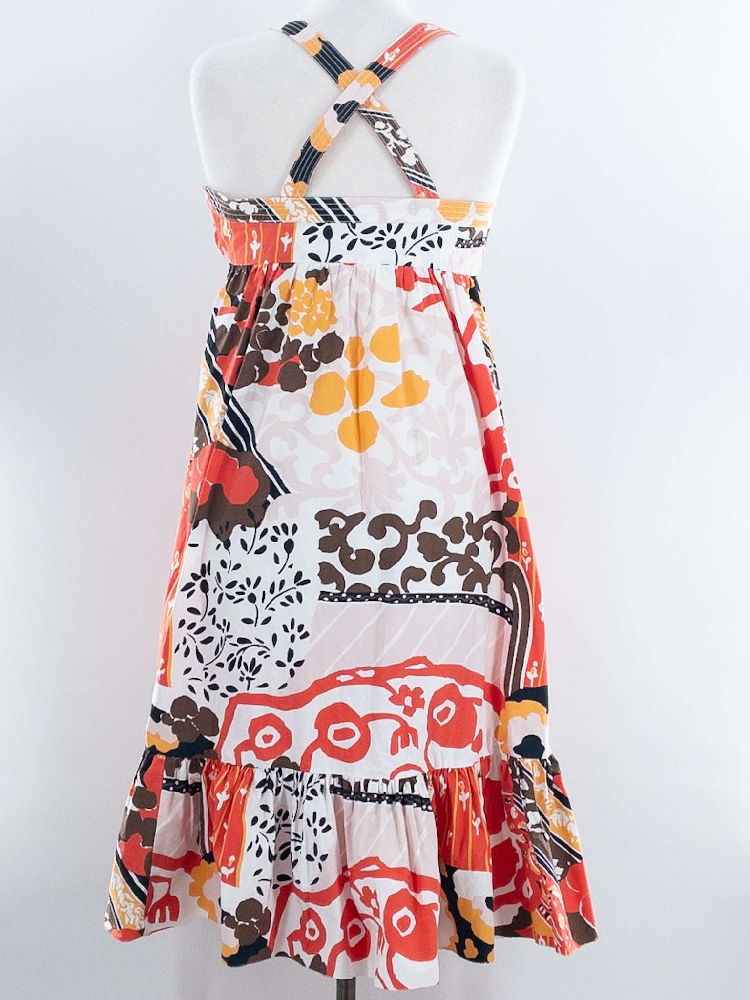 J Crew White Multi Print Cotton Sleeveless Size 4 Dress