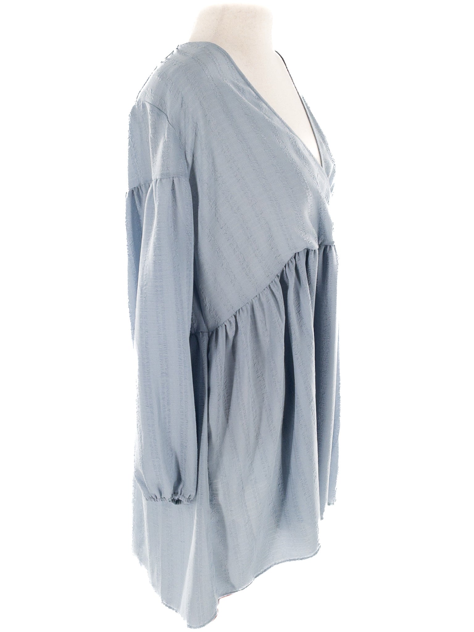 Samsoe Samsoe Light Blue Texture Polyester Long Sleeve Size XL Dress