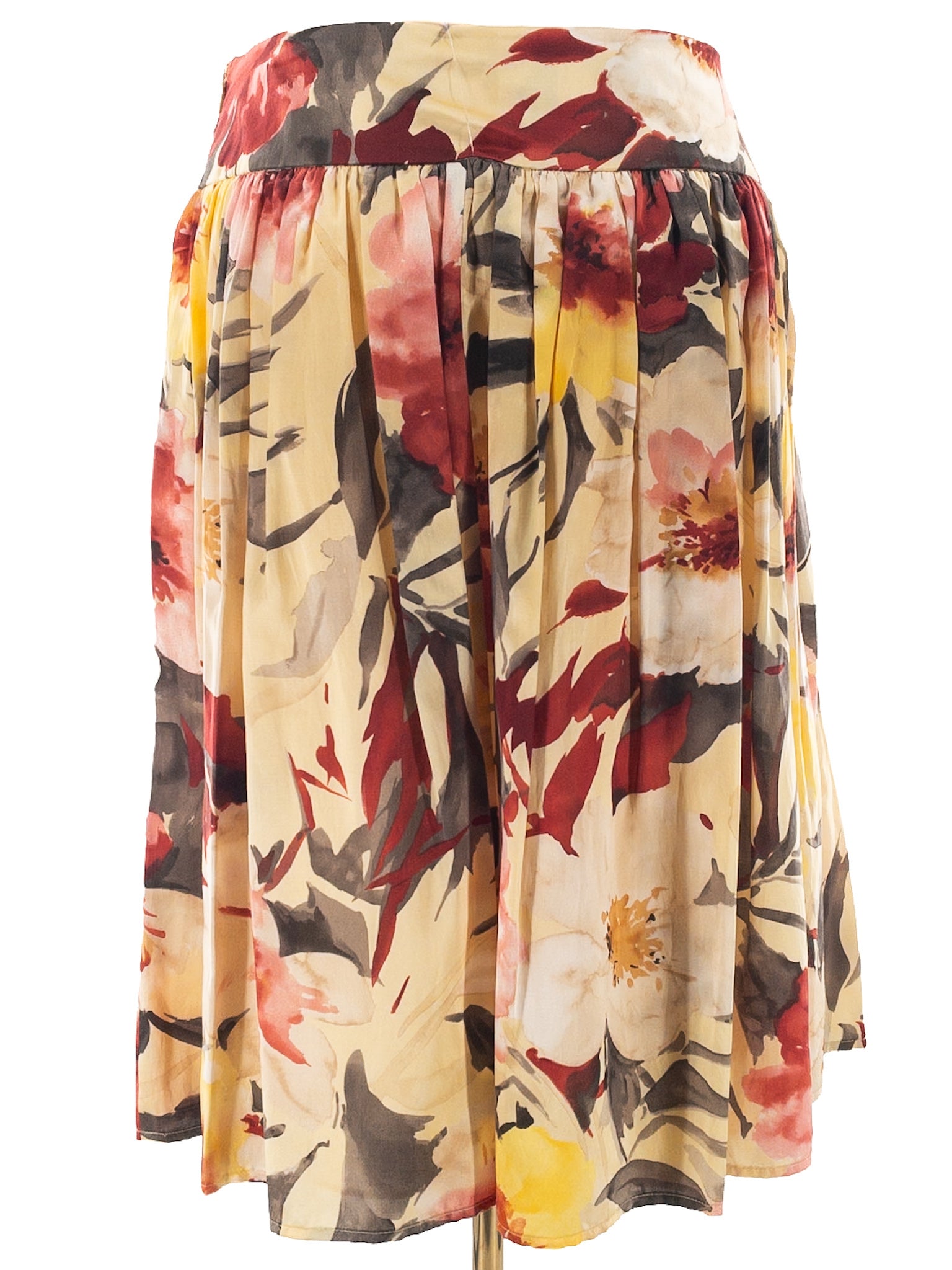 Asara Yellow Multi Floral Silk Blend Size 14 Skirt