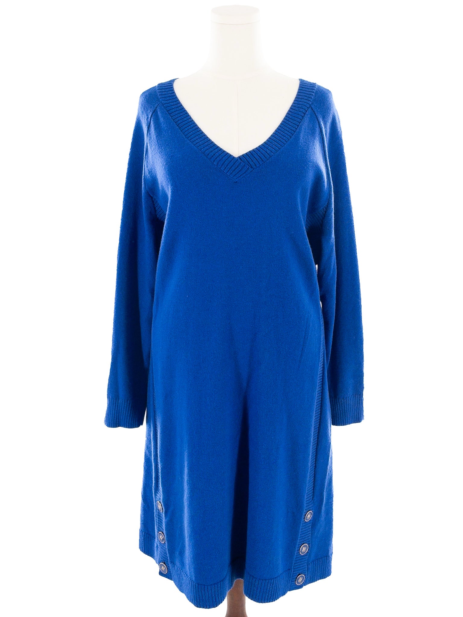 Talbots Bright Blue Cotton Blend Long Sleeve Size XXL Dress