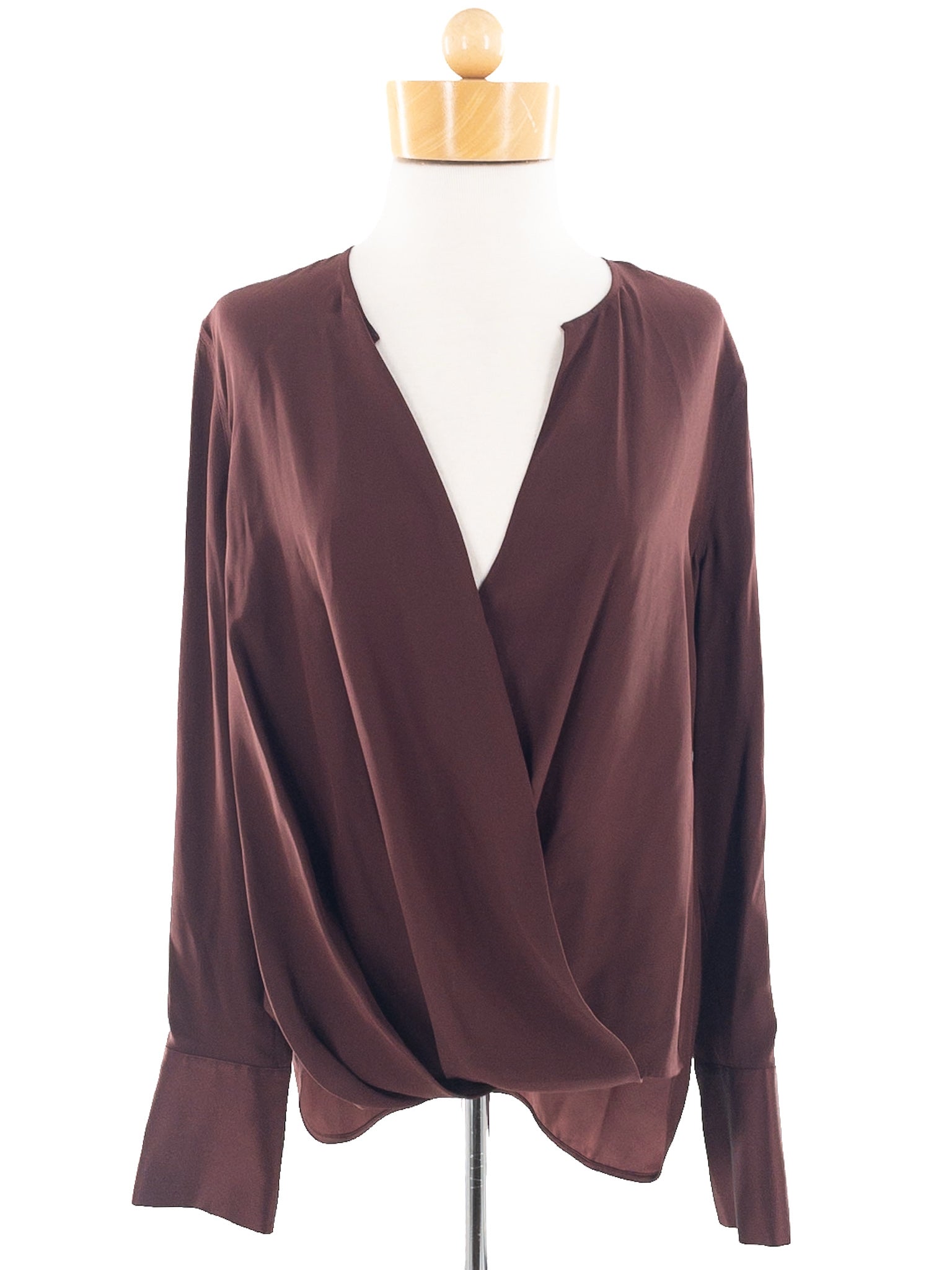 Rag & Bone Maroon Silk Long Sleeve Size M Blouse