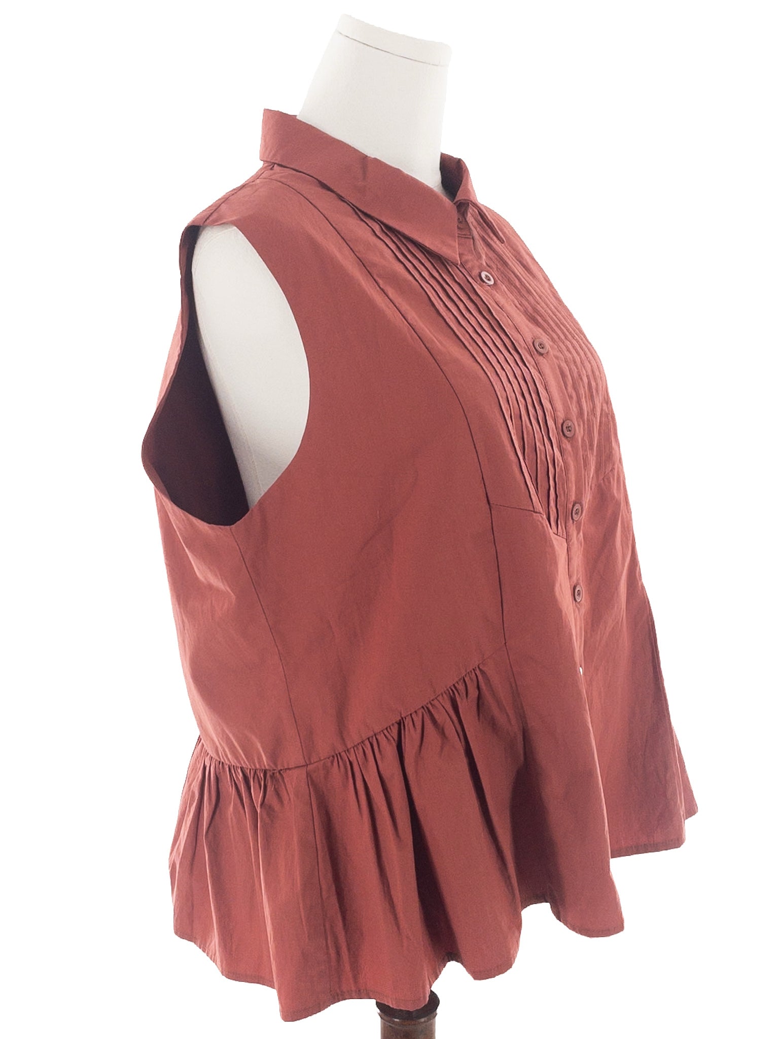 Maeve Brick Pleat Cotton Sleeveless Size 2X Blouse
