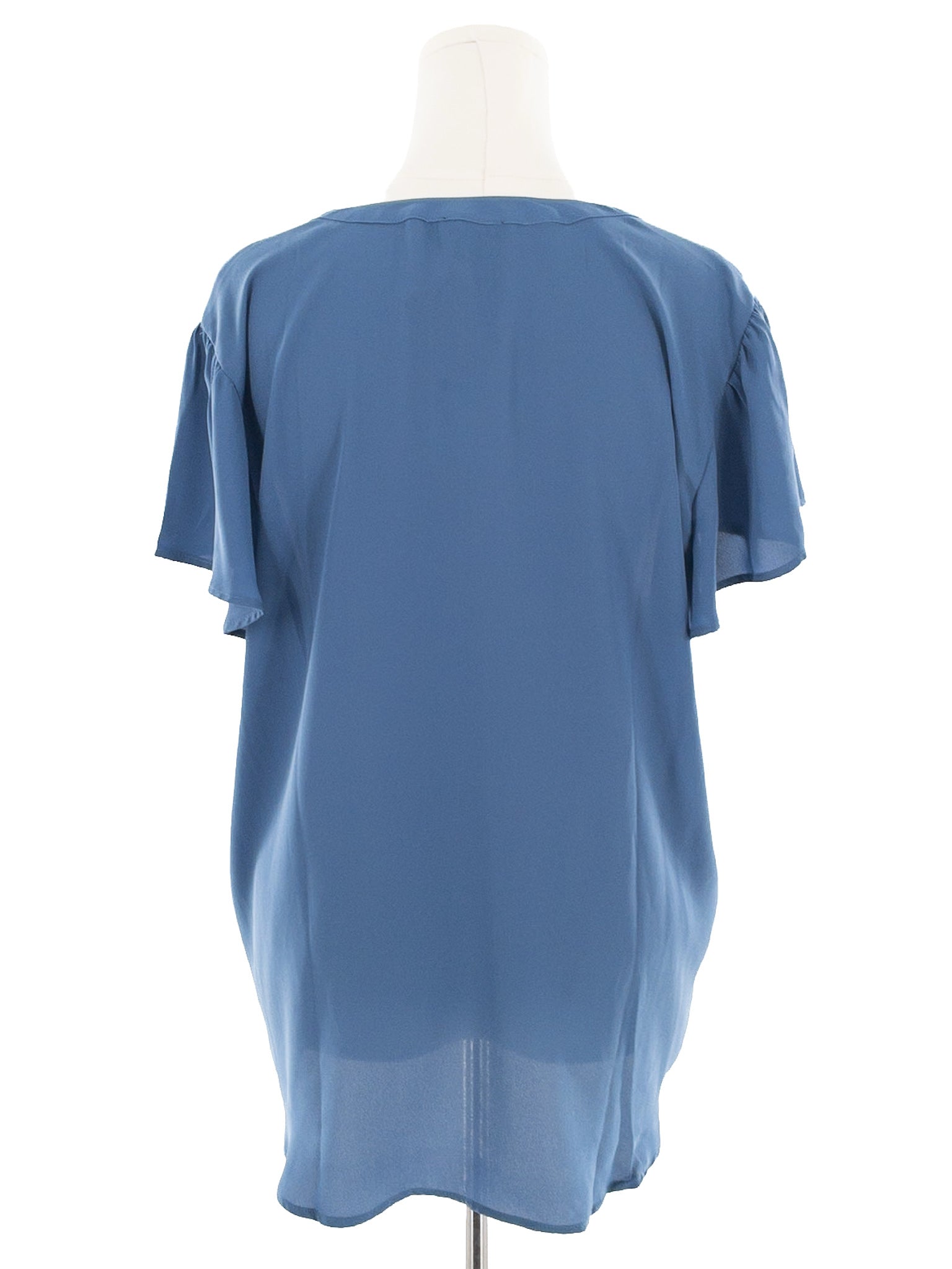 Ann Taylor Slate Blue Pin Tuck Polyester Cap Sleeve Size XL Blouse