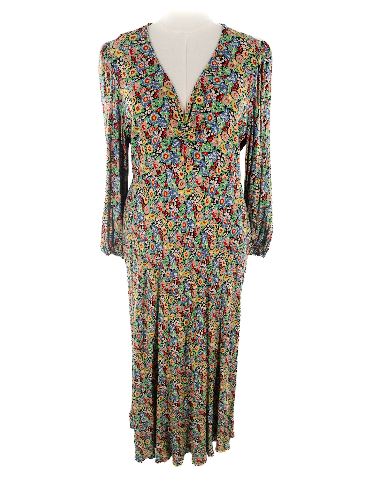 Boden Multi-Color Floral Viscose Blend Long Sleeve Size 12L Maxi