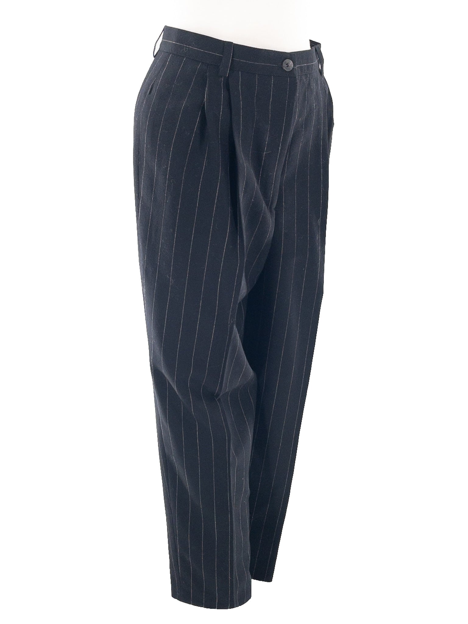 Harve Benard Black White Pinstripe Wool Trouser Size 8P Pants Suit