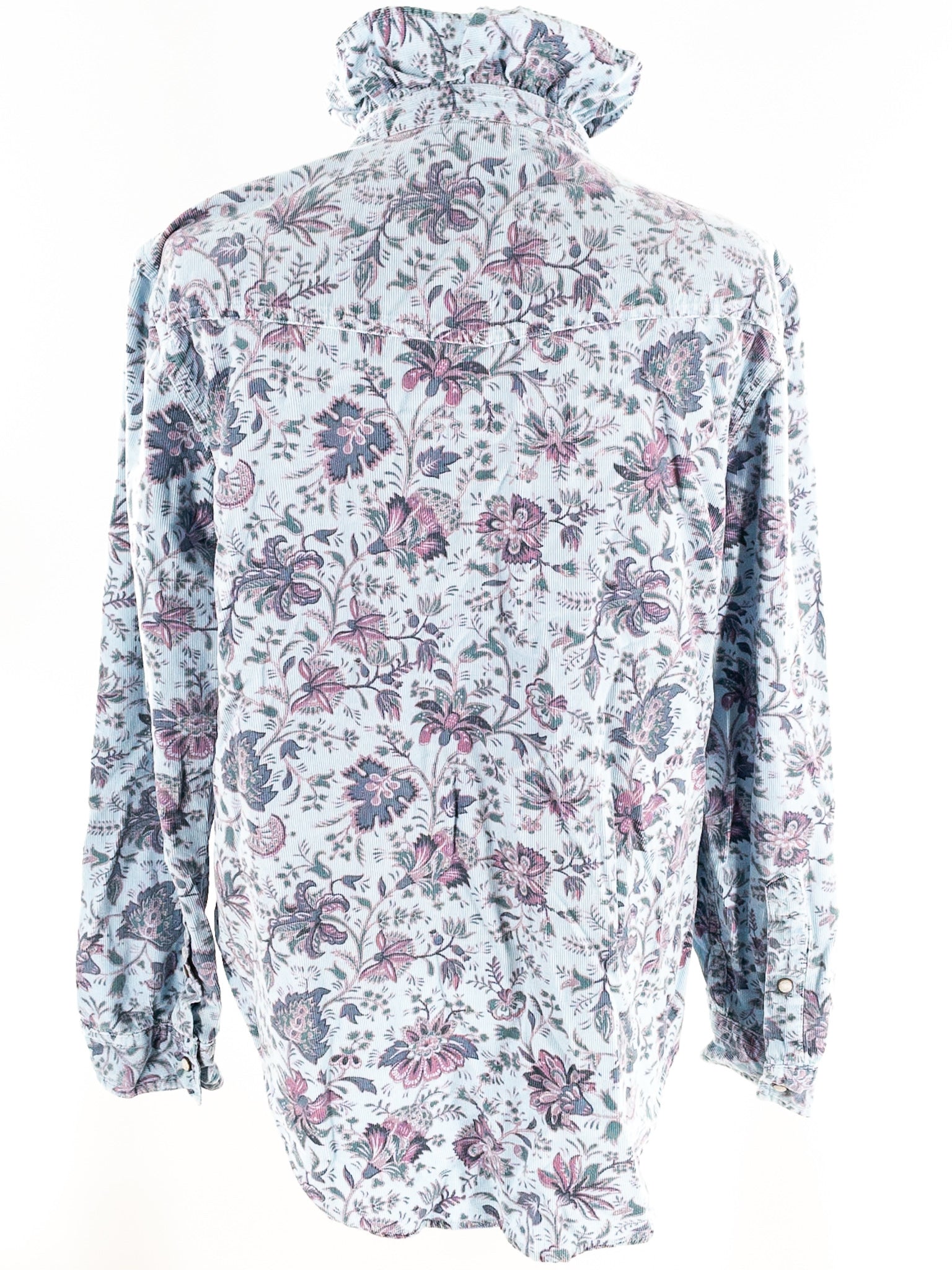Sundance Light Blue Floral Corduroy Button Down Size M Blouse