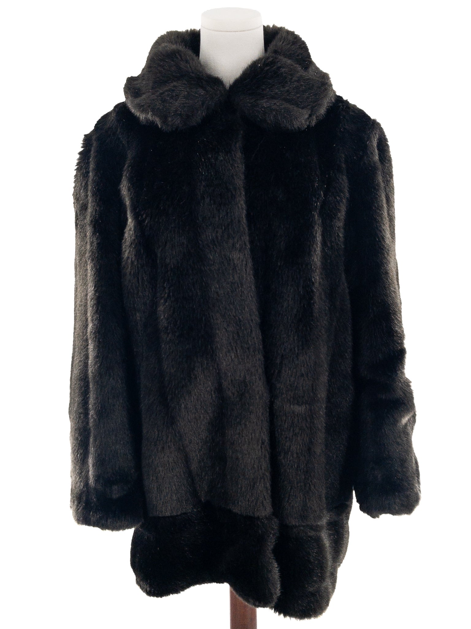 Sears Dark Brown Fuzzy Faux Fur Size L Coat