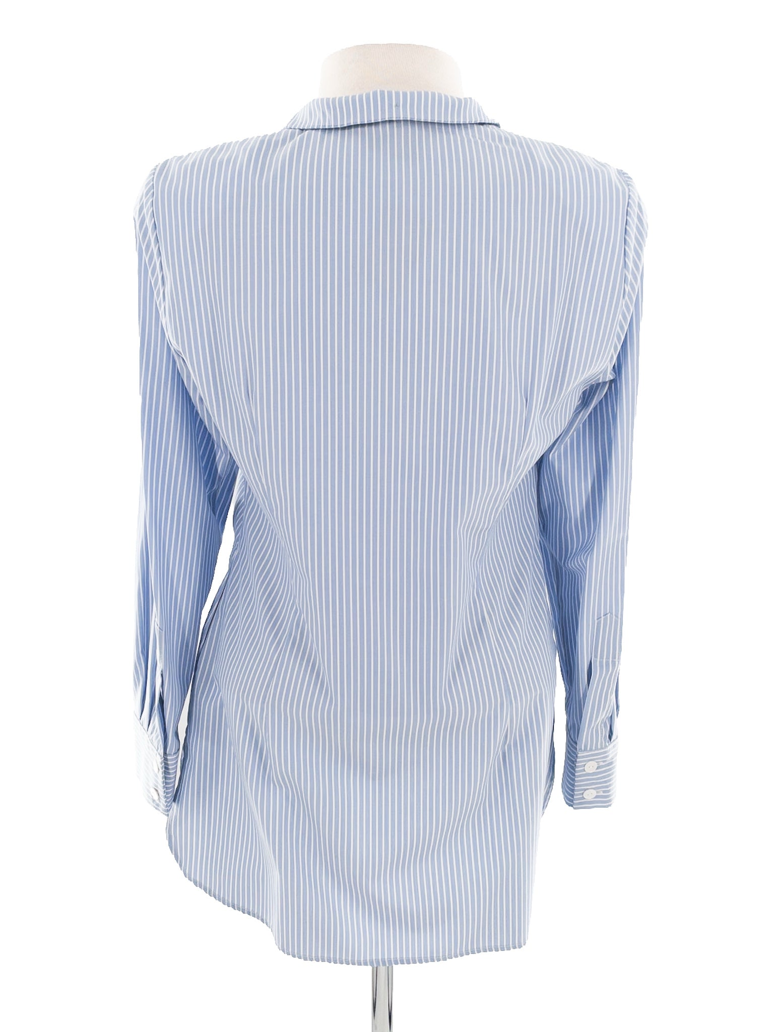 Nina Mclemore Blue White Stripe Cotton Long Sleeve Size 2 Blouse