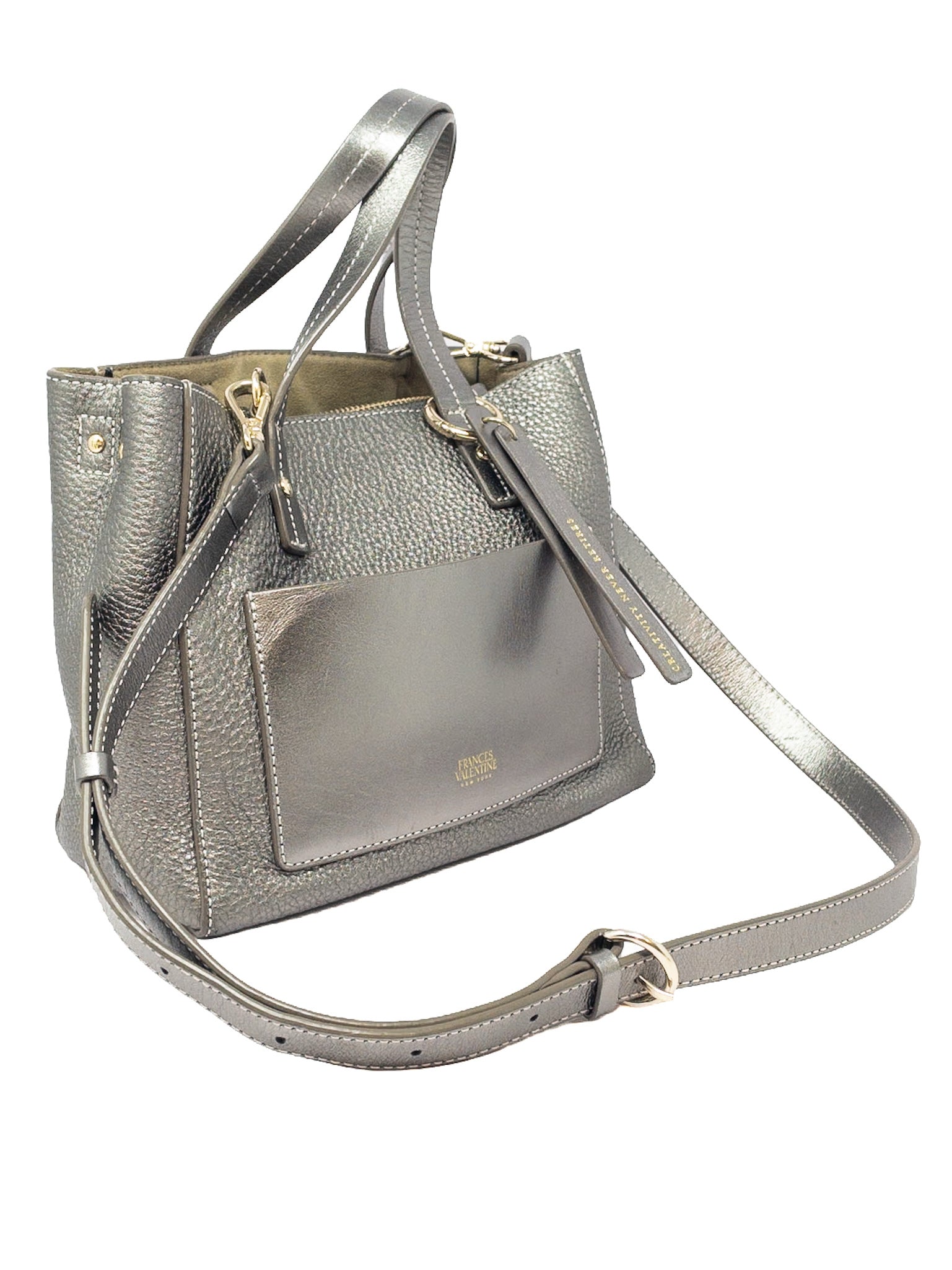 Frances Valentine Pewter Metallic Leather Purse