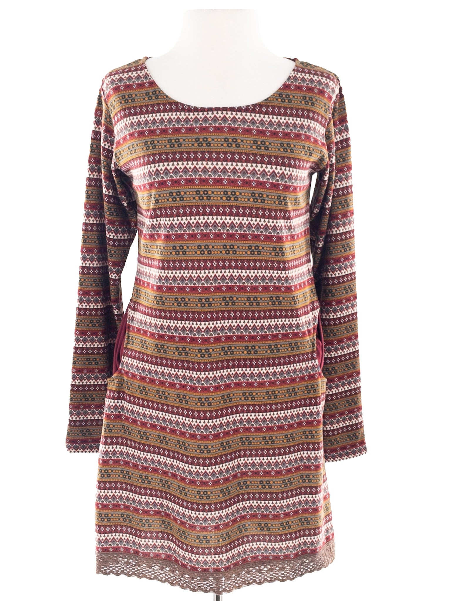 Yak n Yeti Multi-Color Print Polyester Blend Long Sleeve Size S Dress