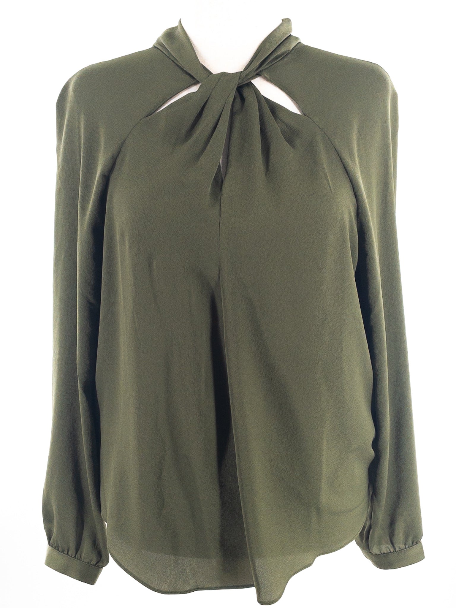 Banana Republic Olive Twist Polyester Long Sleeve Size L Blouse