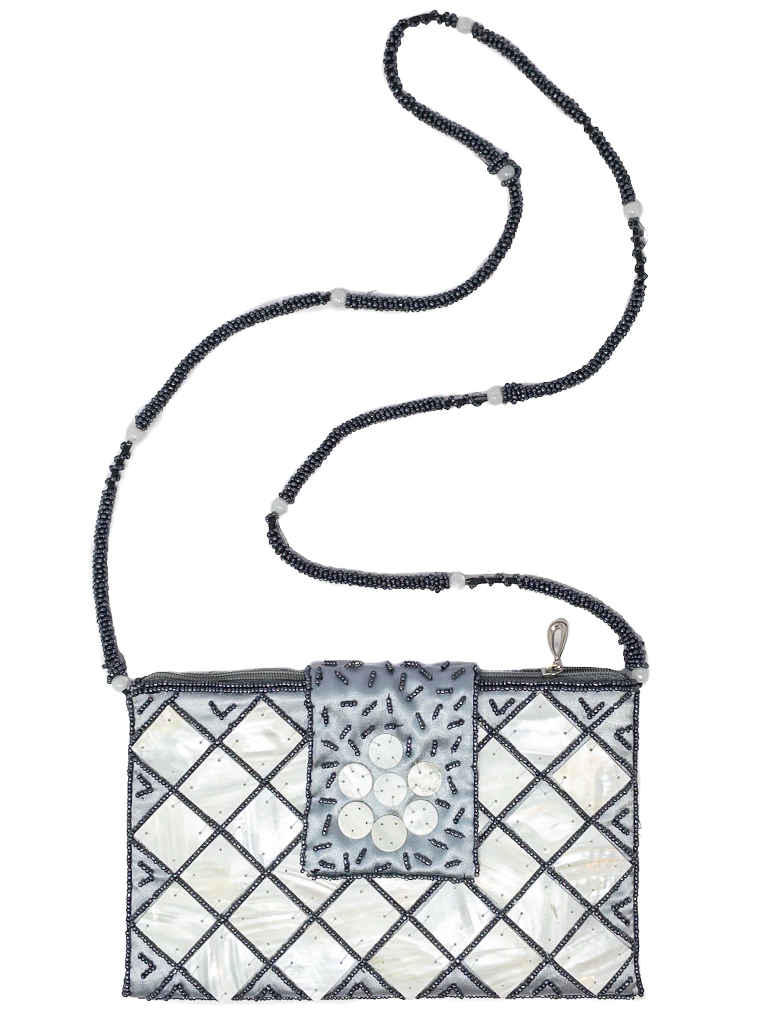 Mod by Design Gray Pearl Beaded Cross Body