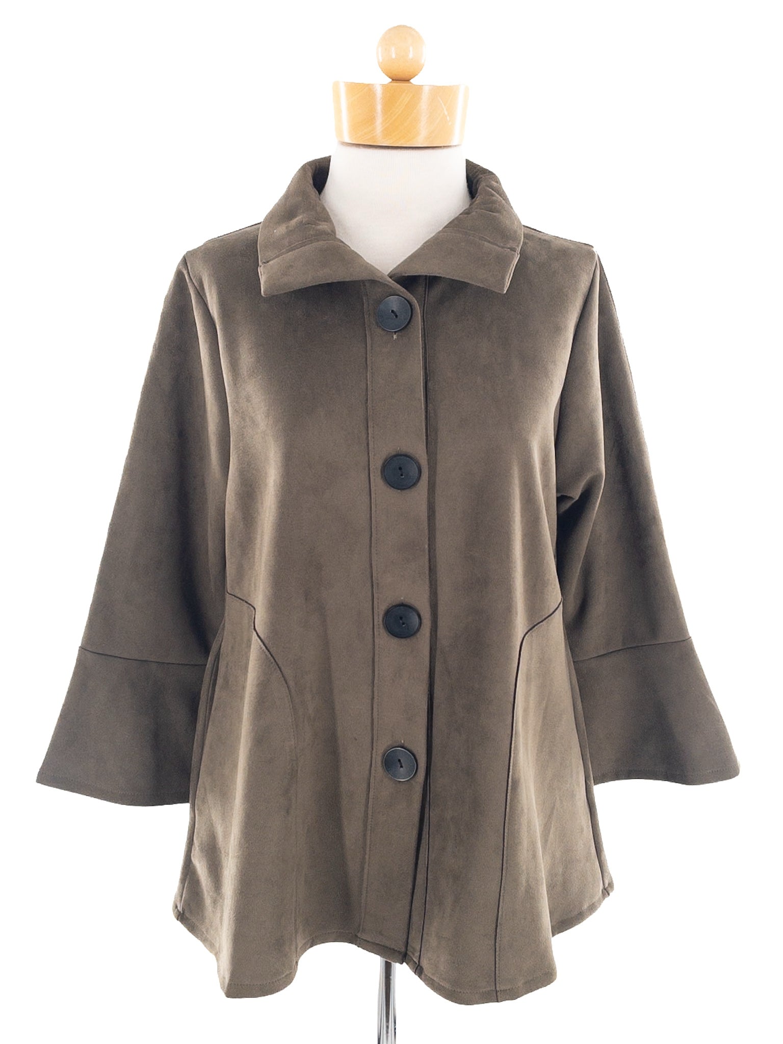 Damee Inc Olive Button Faux Suede Size M Jacket
