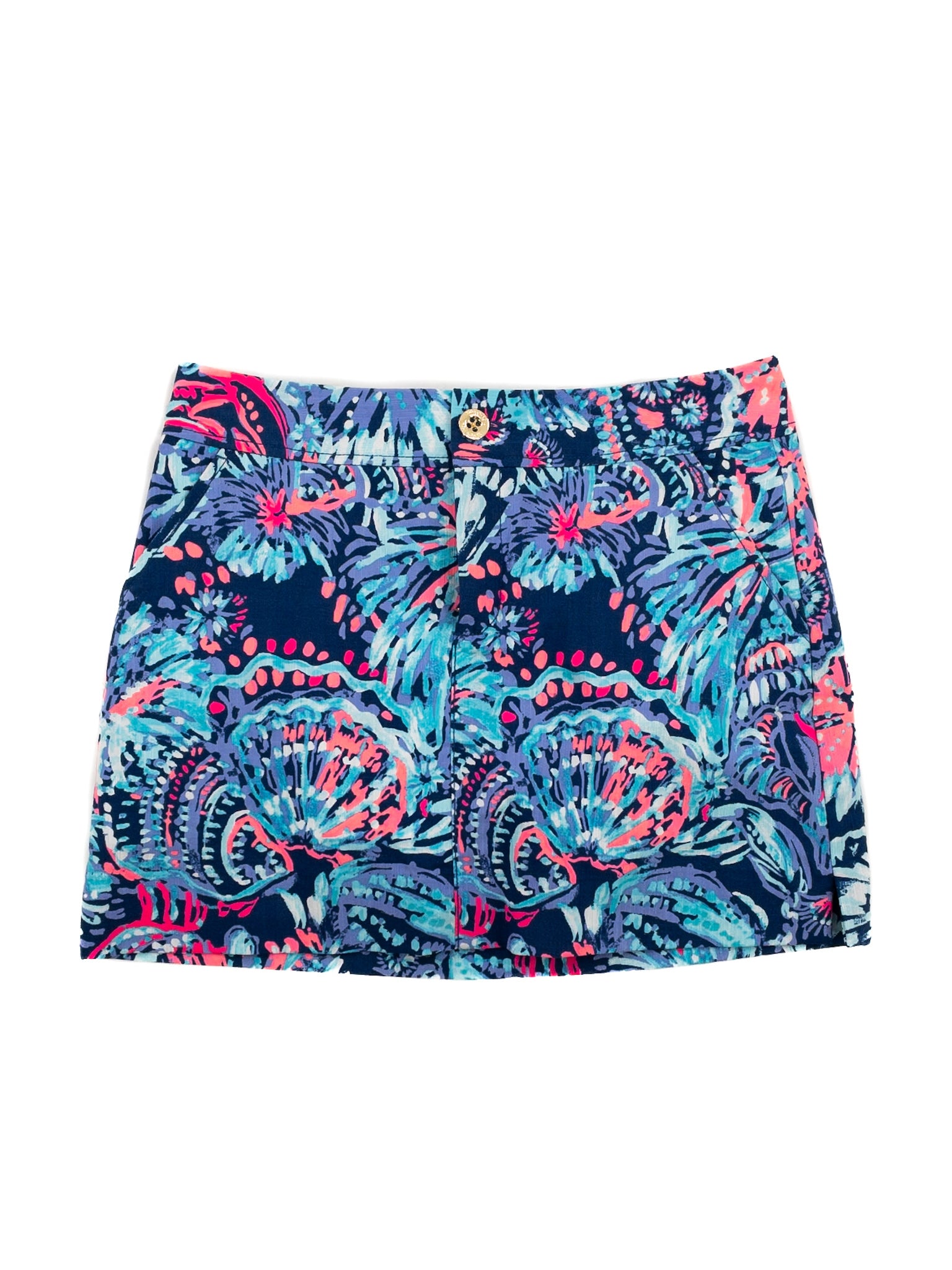 Lilly Pulitzer Blue Pink Print Cotton Blend Size 4 Skort