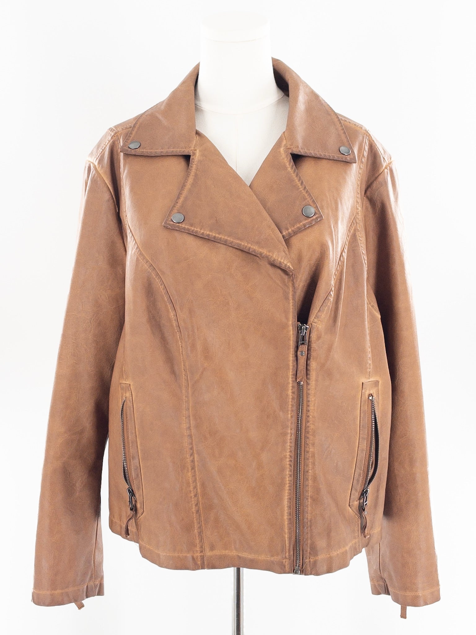 Max Studio Toffee Moto Faux Leather Size 2X Jacket