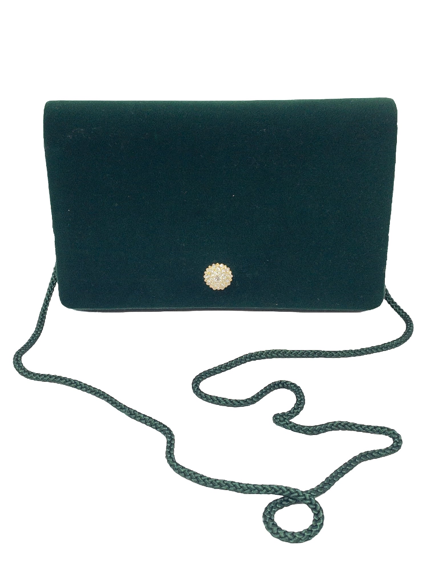 Emerald Rhinestone Velvet Clutch