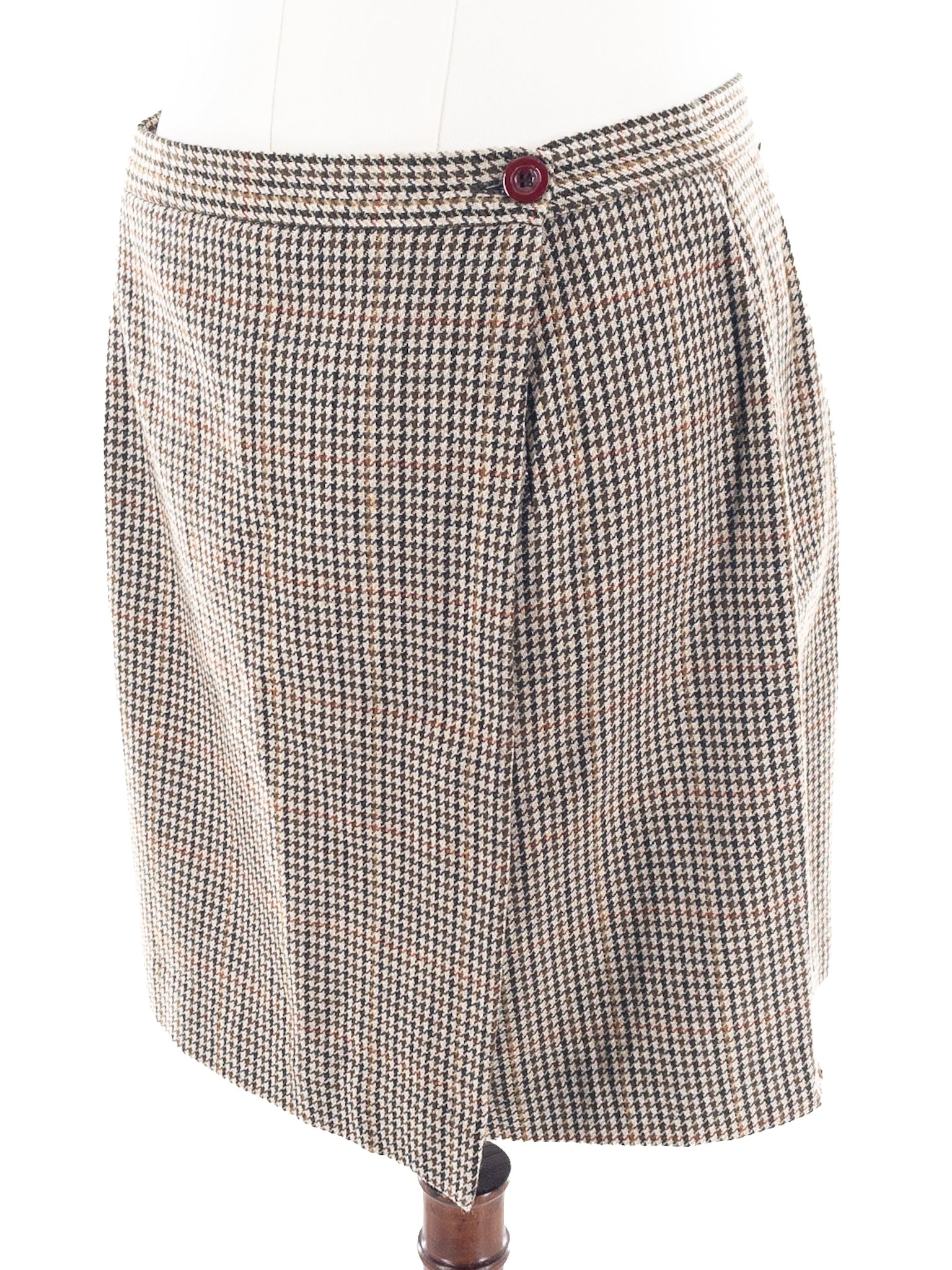 IHNY Tan Brown Houndstooth Wool Size 18 Skirt