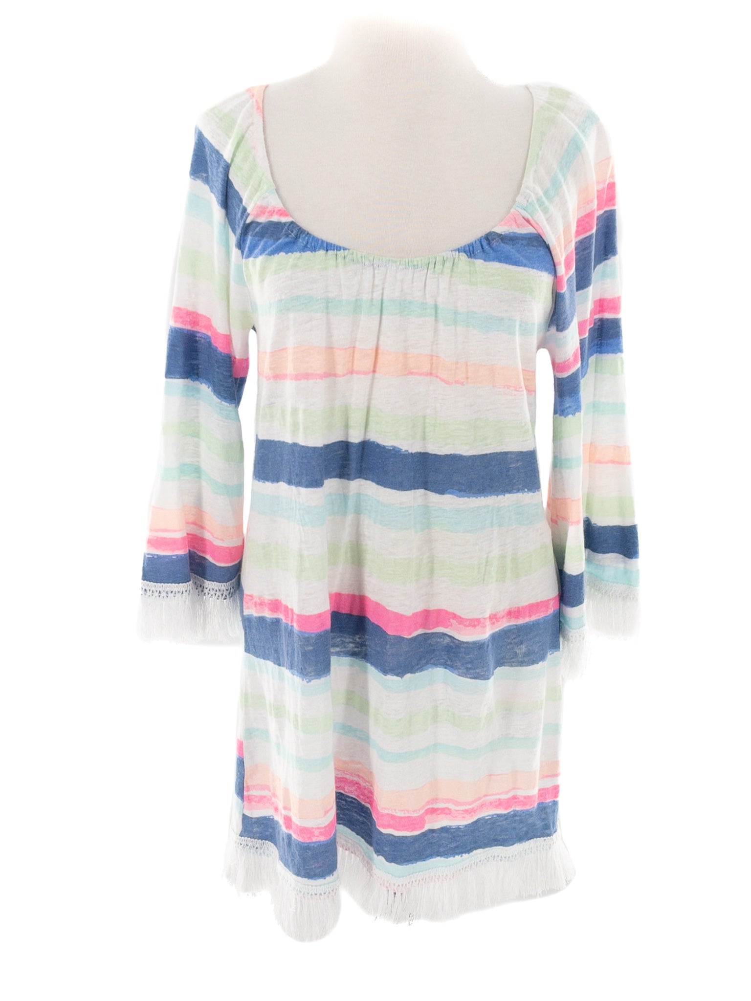 Lilly Pulitzer Multi-Color Stripe Linen 3/4 Sleeve Size XS Dress
