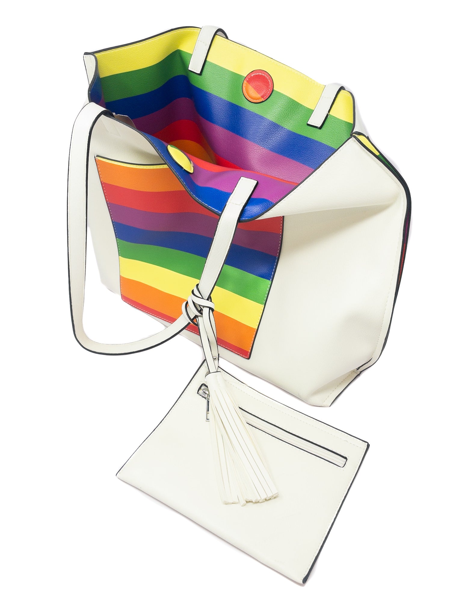 Cream Multi Stripe PVC Tote