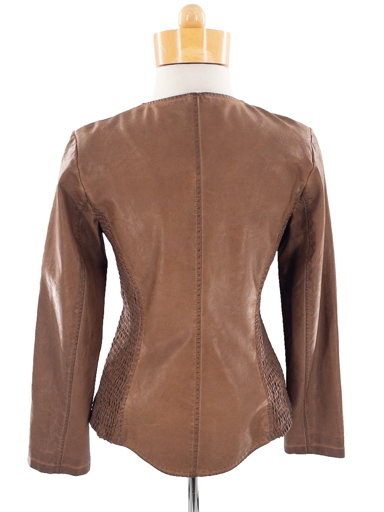 Luii Caramel Smocked Polyurethane Size S Blazer