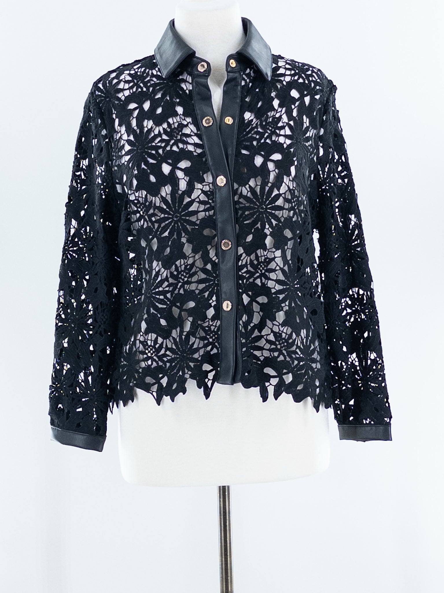 Lola Casademunt Black Lace Polyester Long Sleeve Size S Blouse