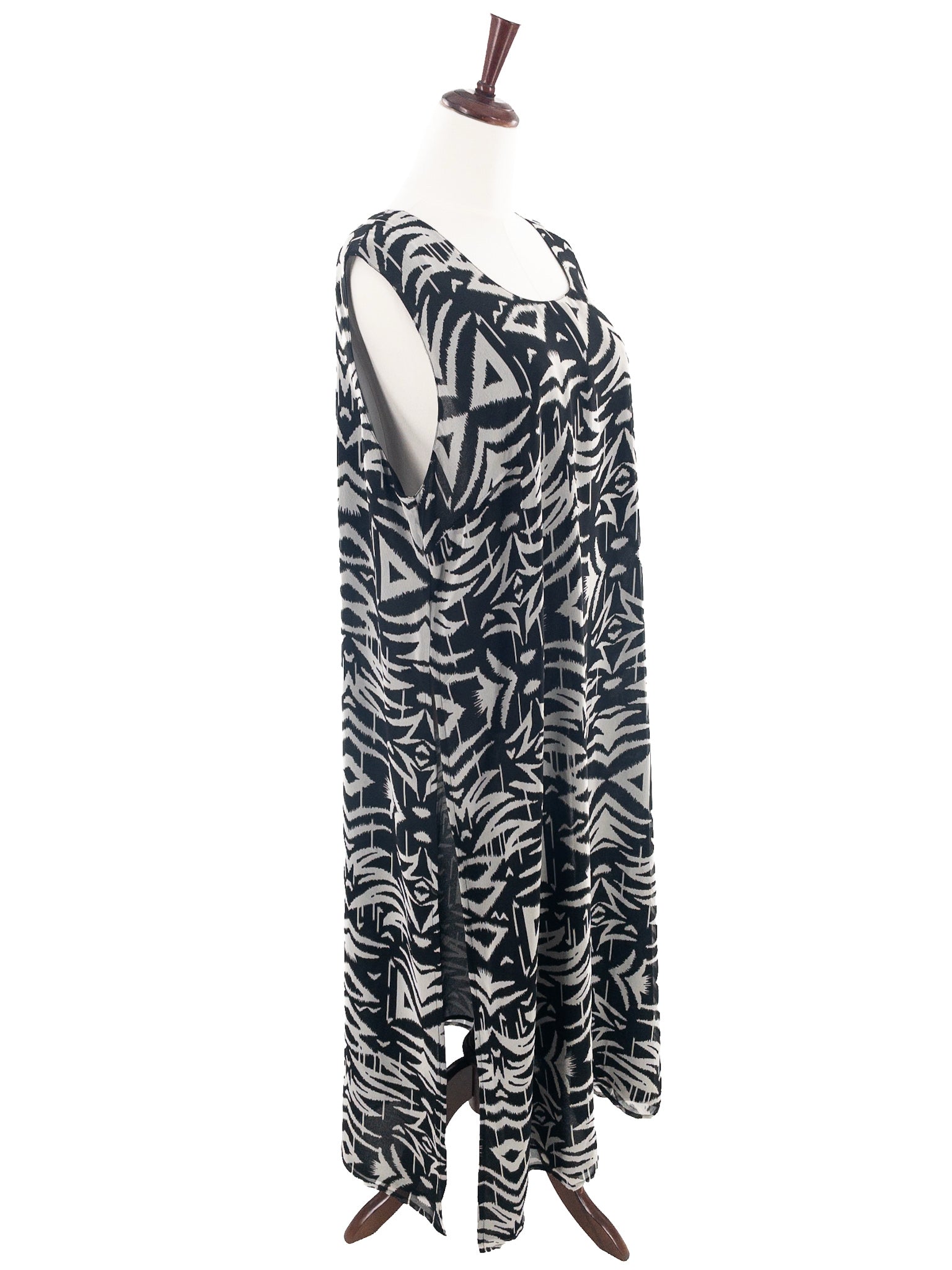 Pyramid Collection Black Gray Print Polyester Size 3X Tunic